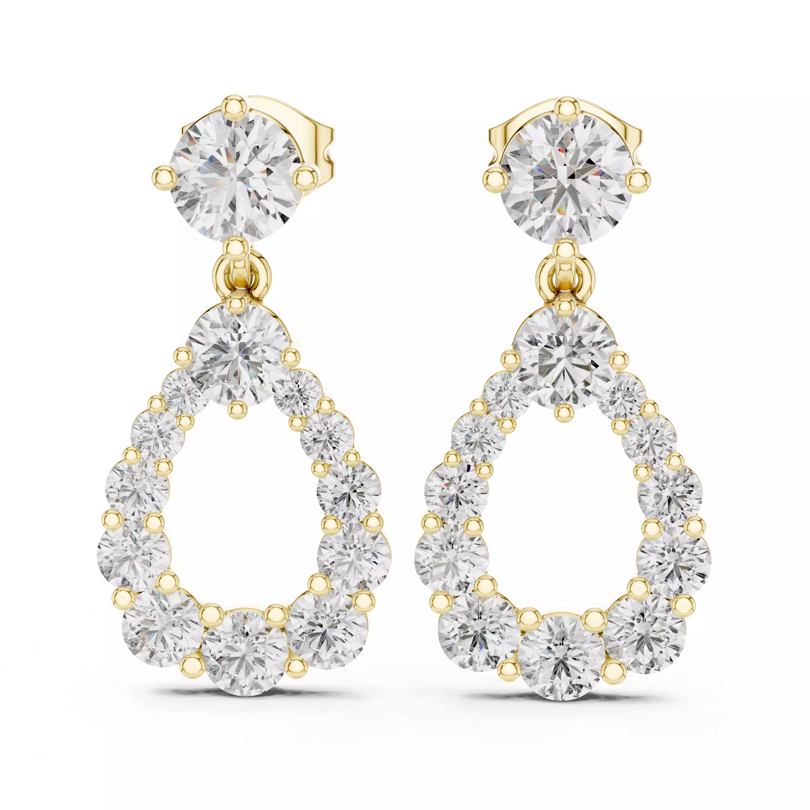 Diamond Drops Earrings 3dm stl renders animation videos details 3D print model_10