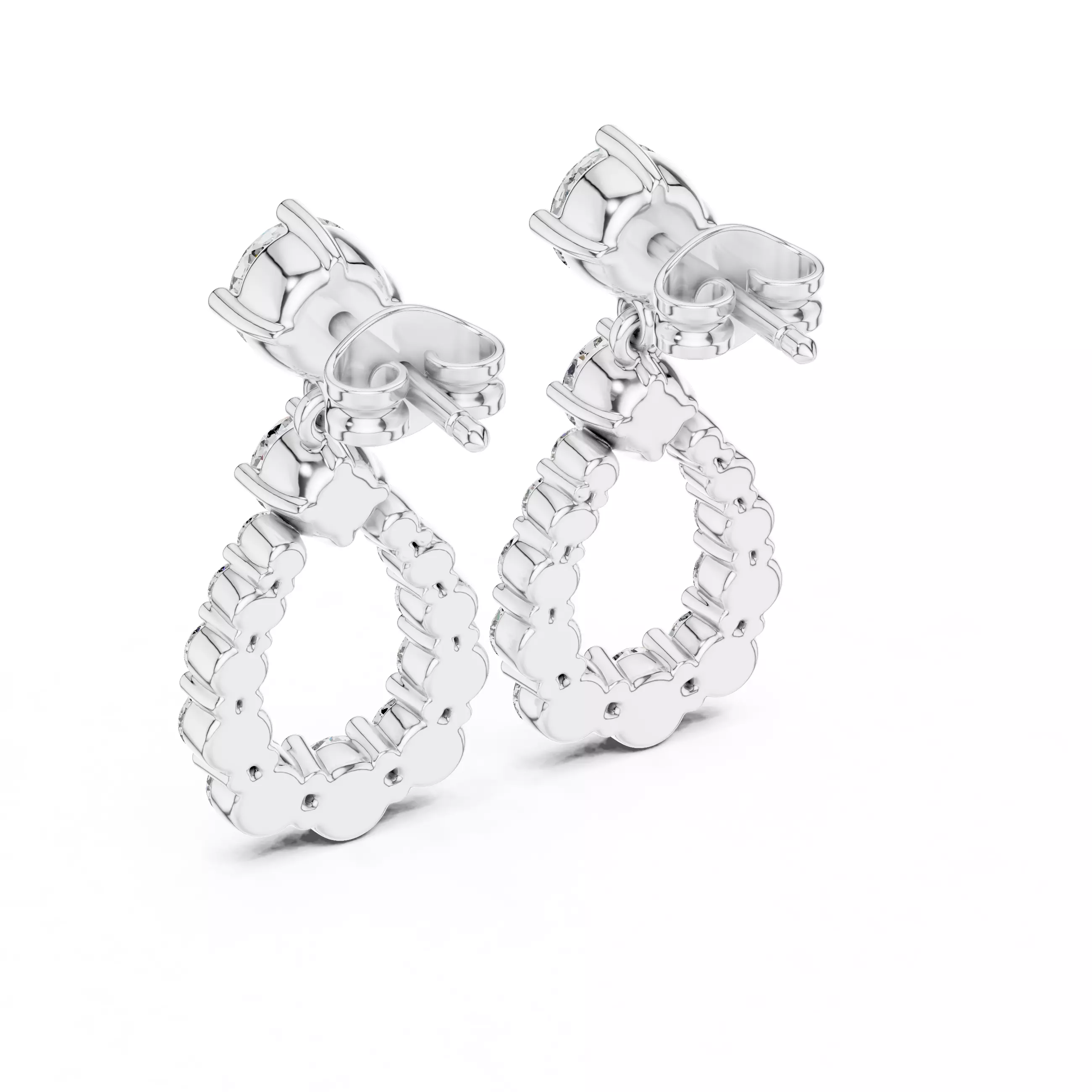 Diamond Drops Earrings 3dm stl renders animation videos details 3D print model_8