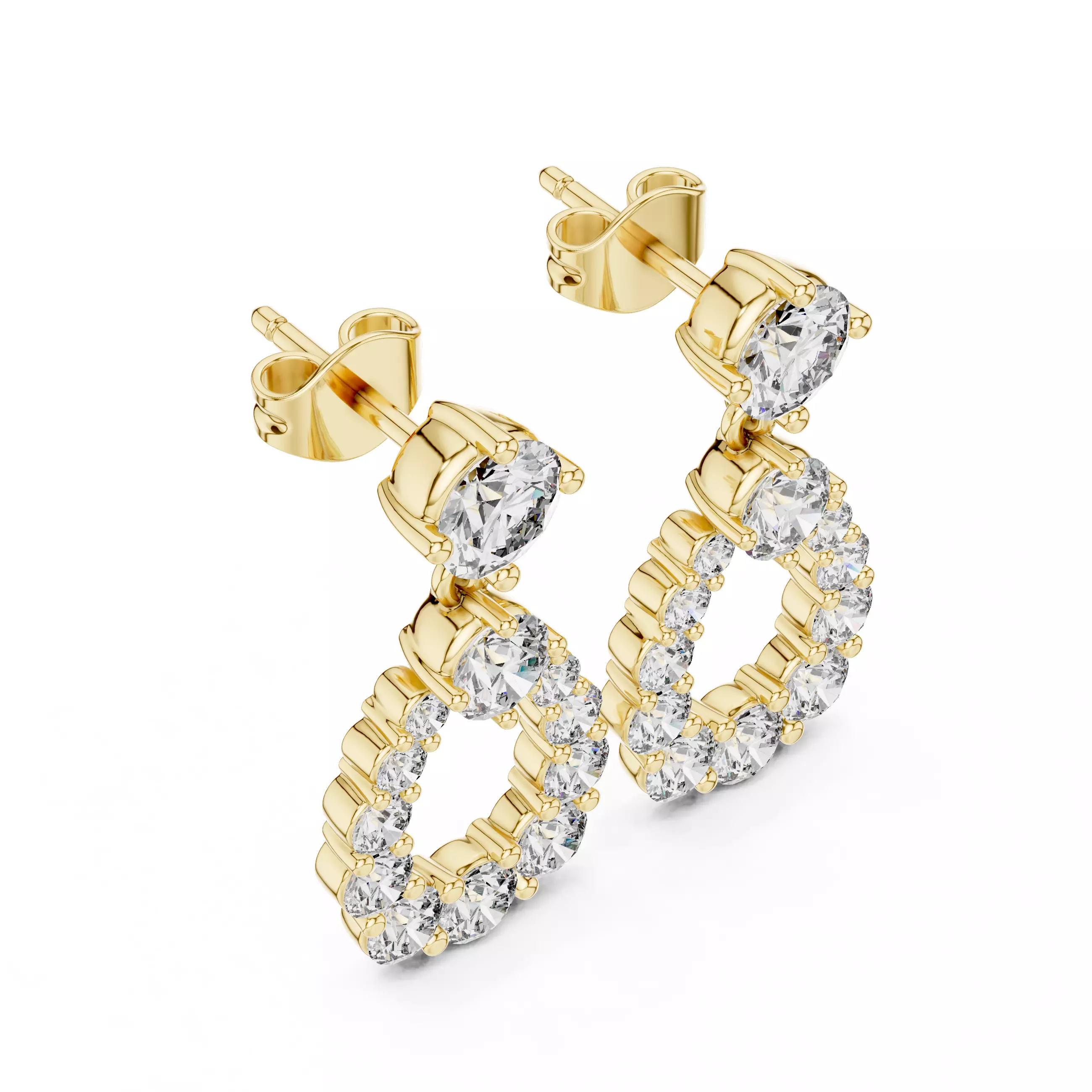 Diamond Drops Earrings 3dm stl renders animation videos details 3D print model_11