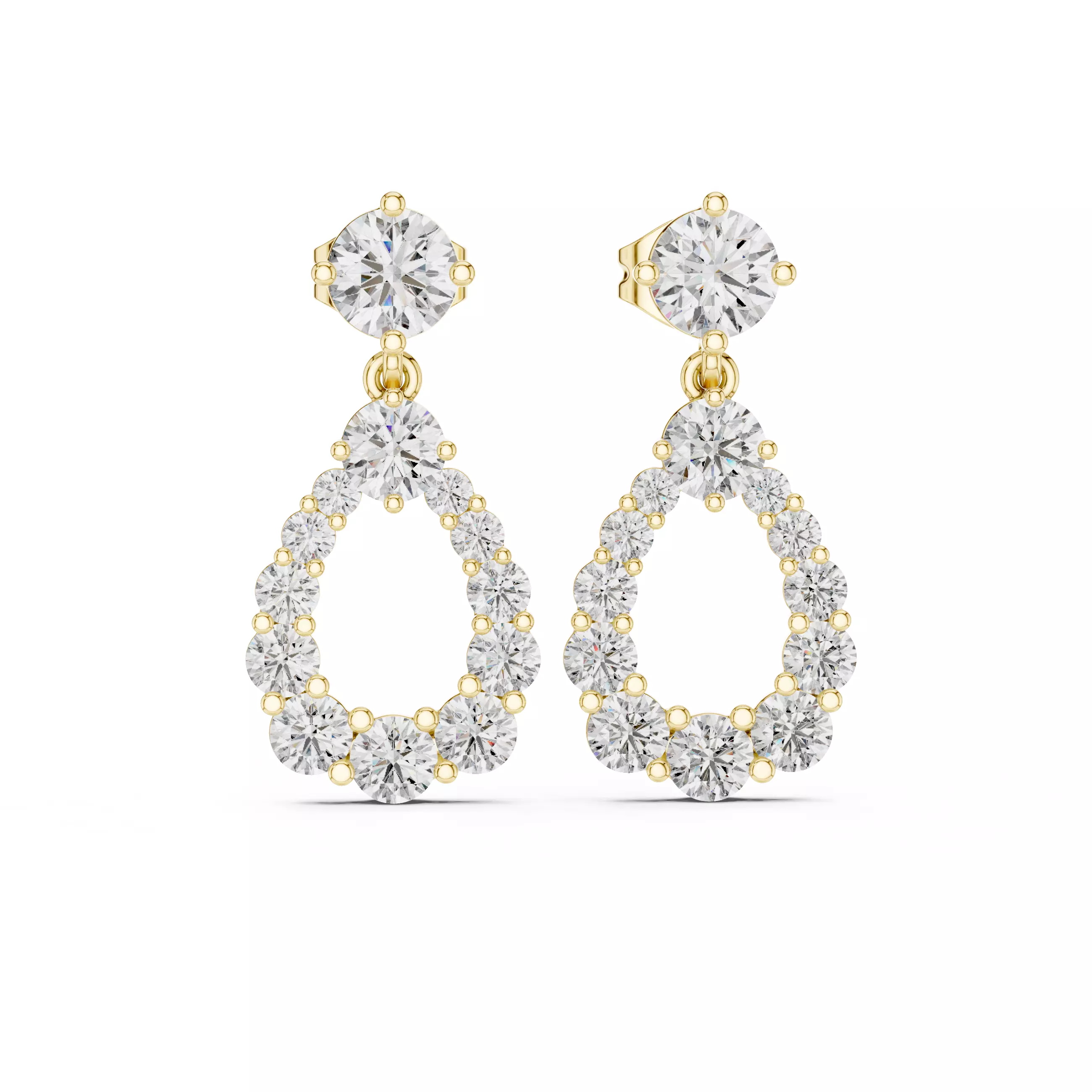 Diamond Drops Earrings 3dm stl renders animation videos details 3D print model_13