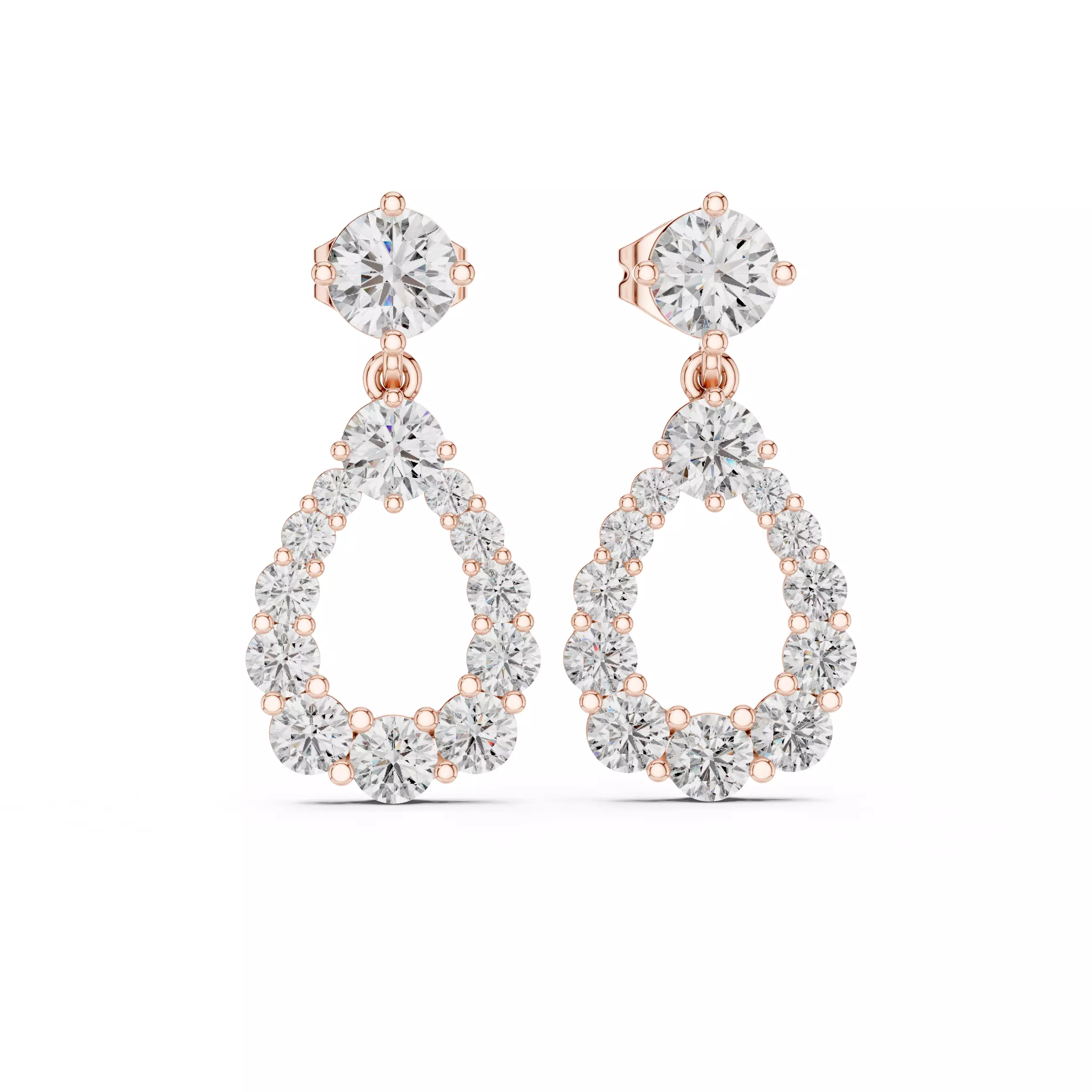 Diamond Drops Earrings 3dm stl renders animation videos details 3D print model_5