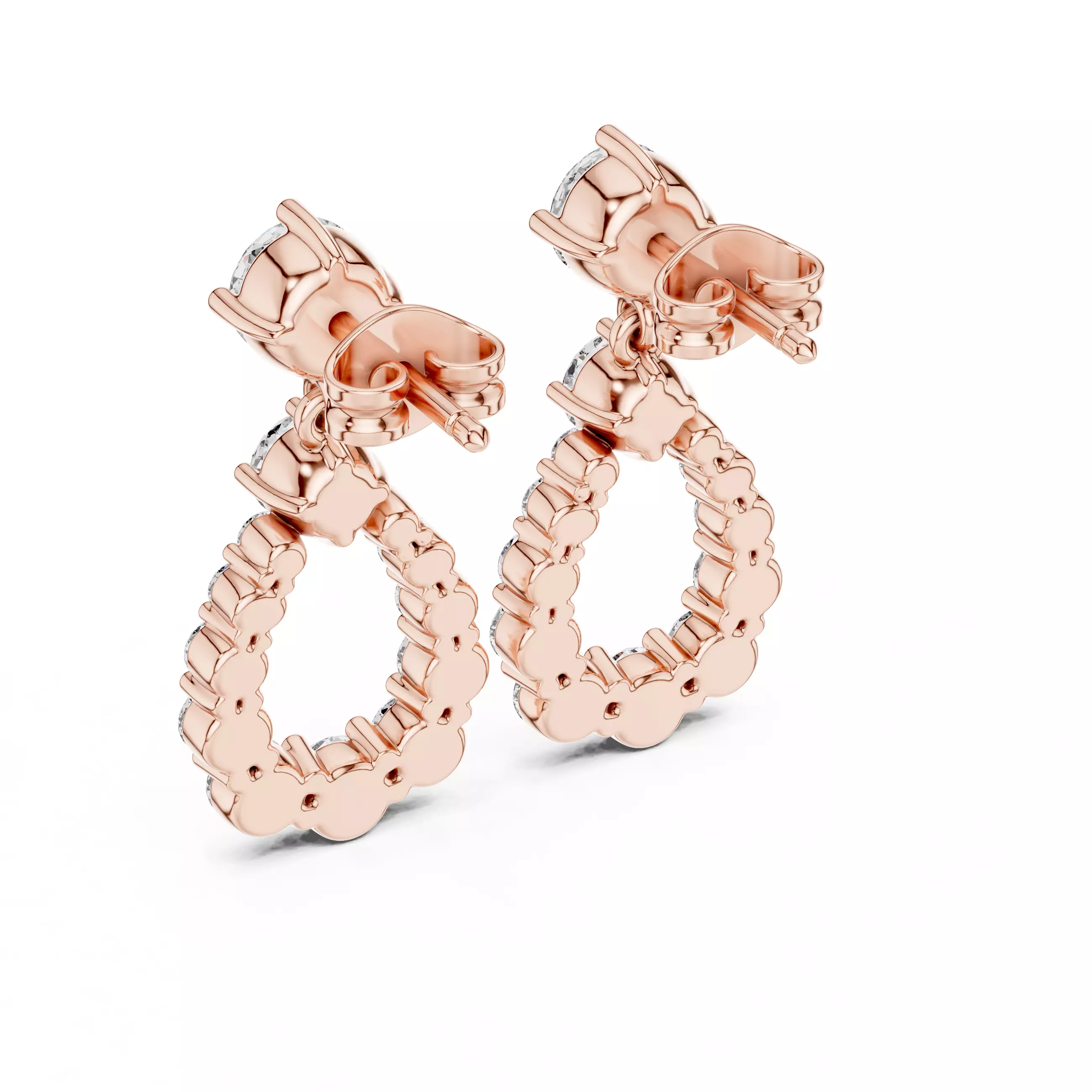 Diamond Drops Earrings 3dm stl renders animation videos details 3D print model_4