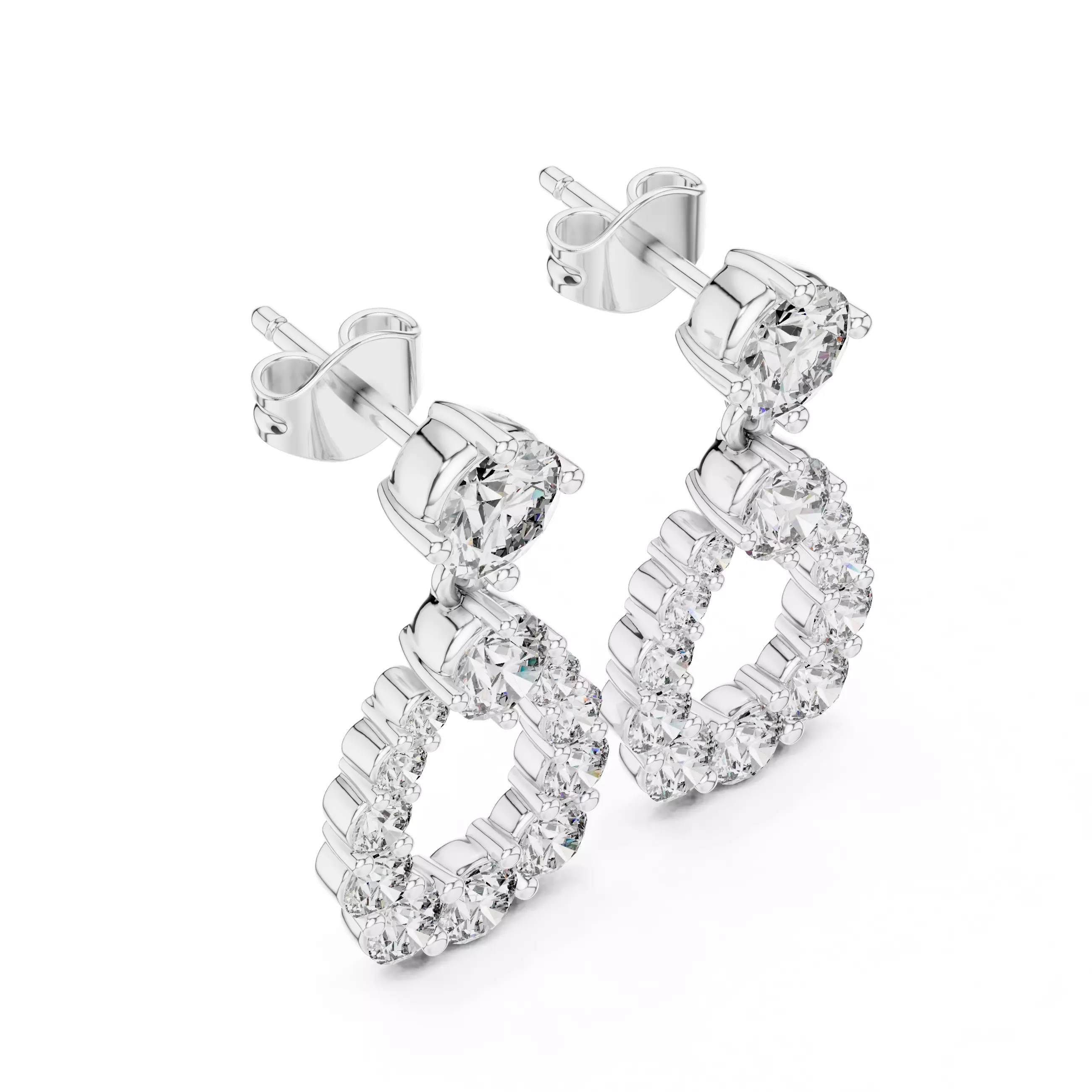 Diamond Drops Earrings 3dm stl renders animation videos details 3D print model_7