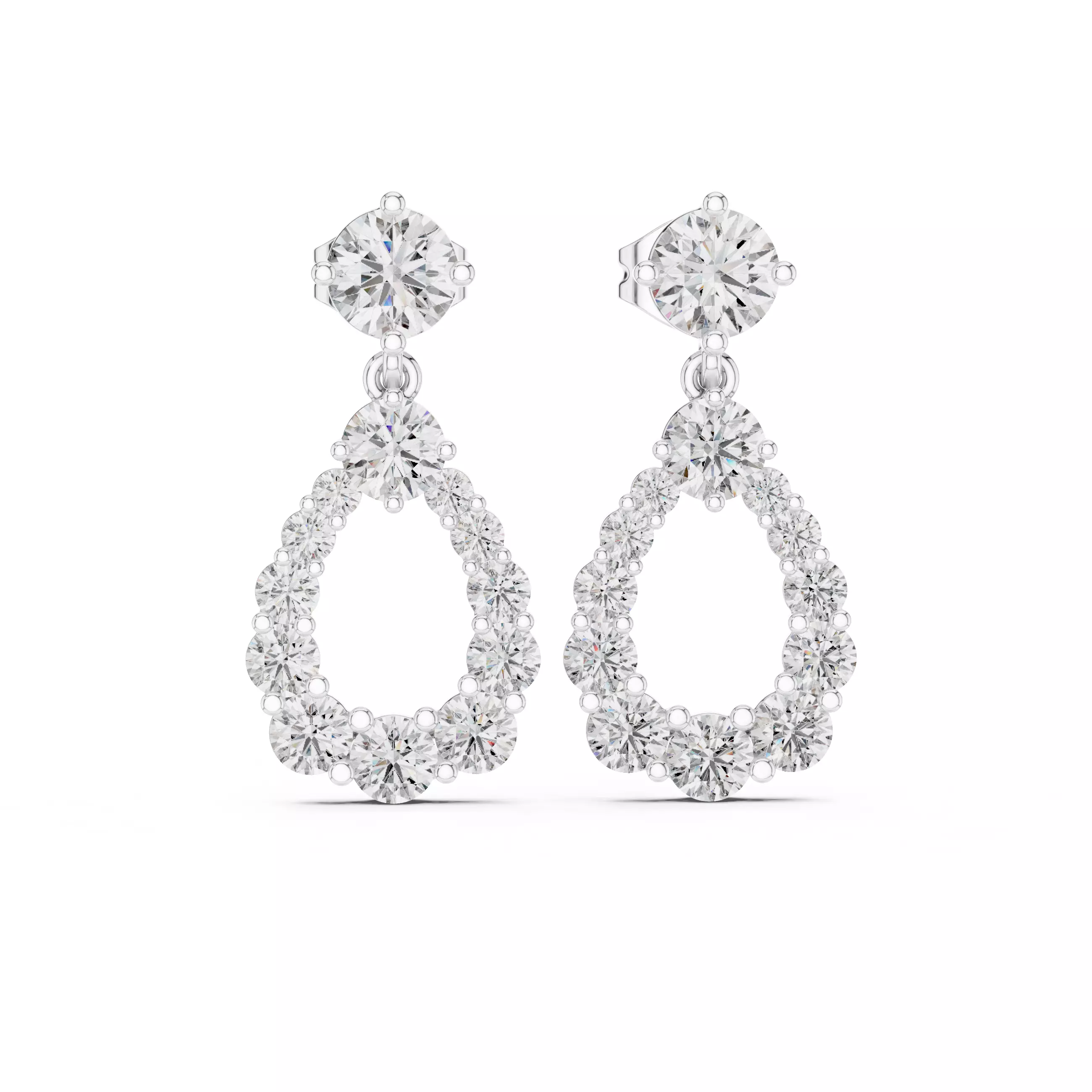 Diamond Drops Earrings 3dm stl renders animation videos details 3D print model_9