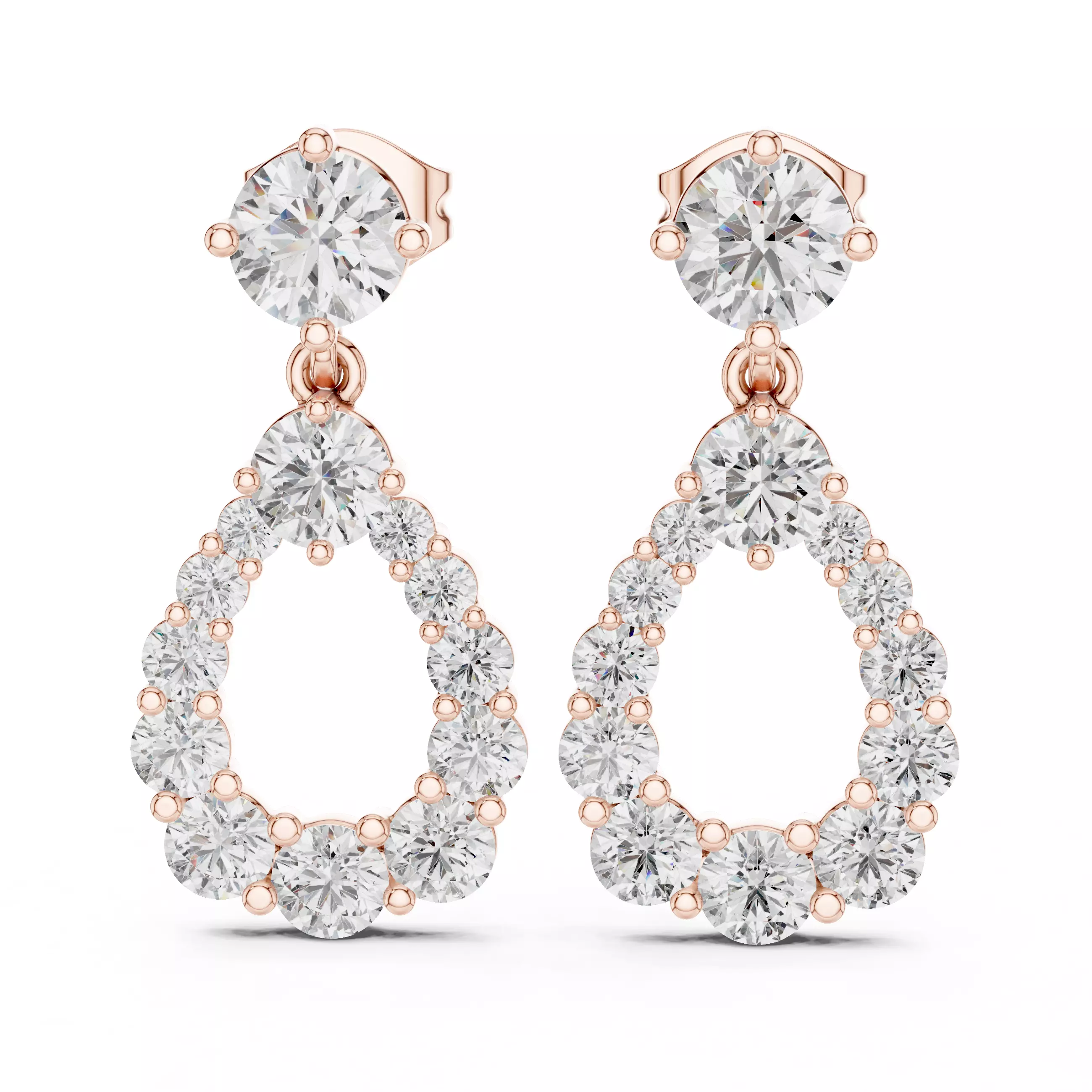 Diamond Drops Earrings 3dm stl renders animation videos details 3D print model_0
