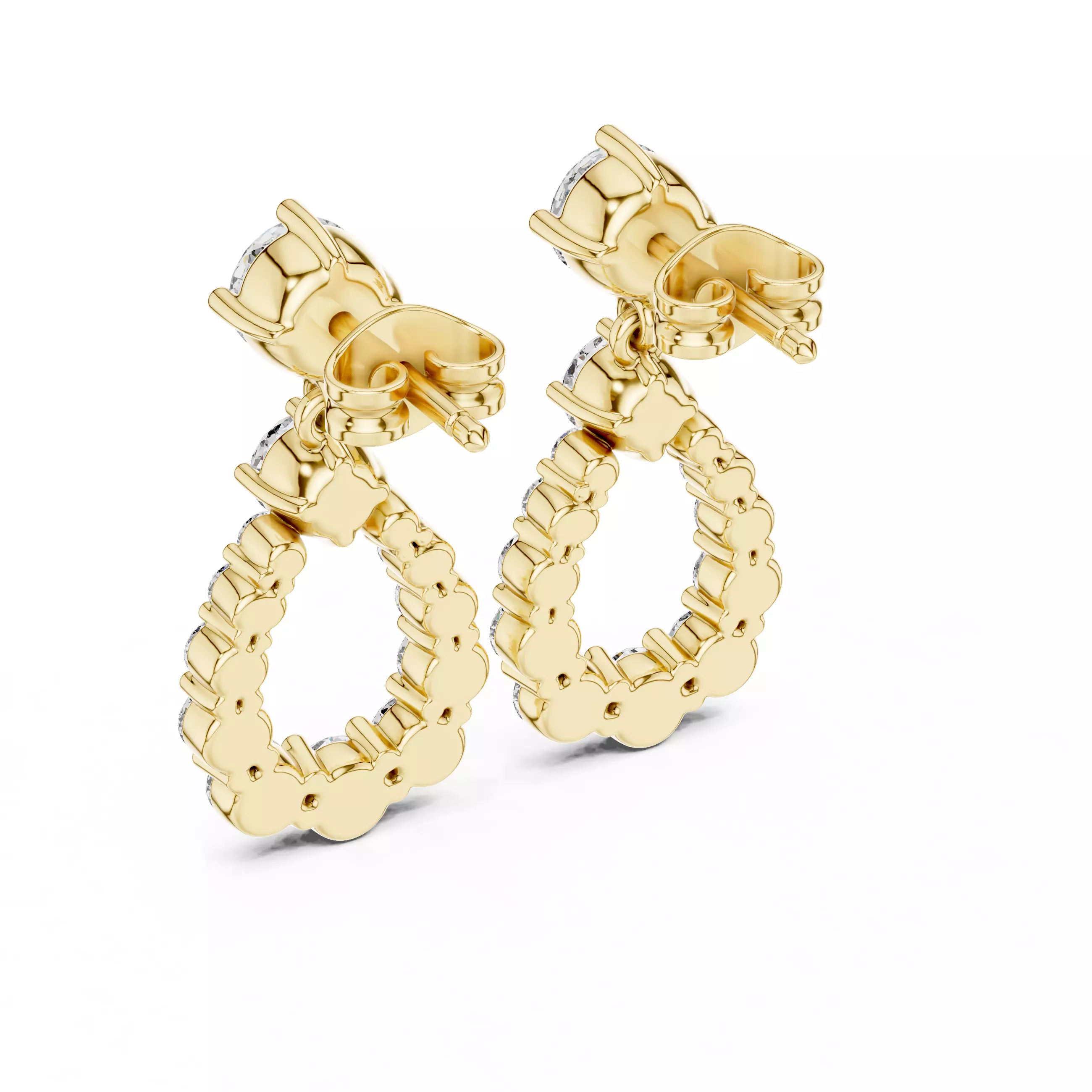 Diamond Drops Earrings 3dm stl renders animation videos details 3D print model_12