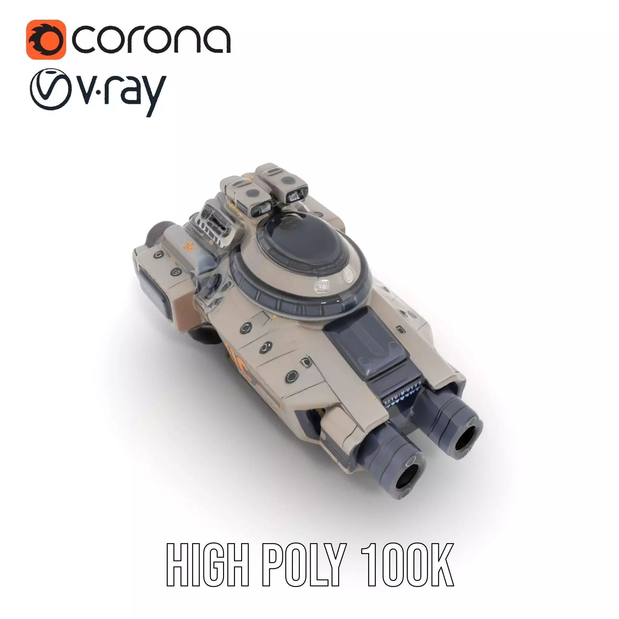 Futuristic Hovercraft Model Pack with SciFi Design Low-poly 3D model_21