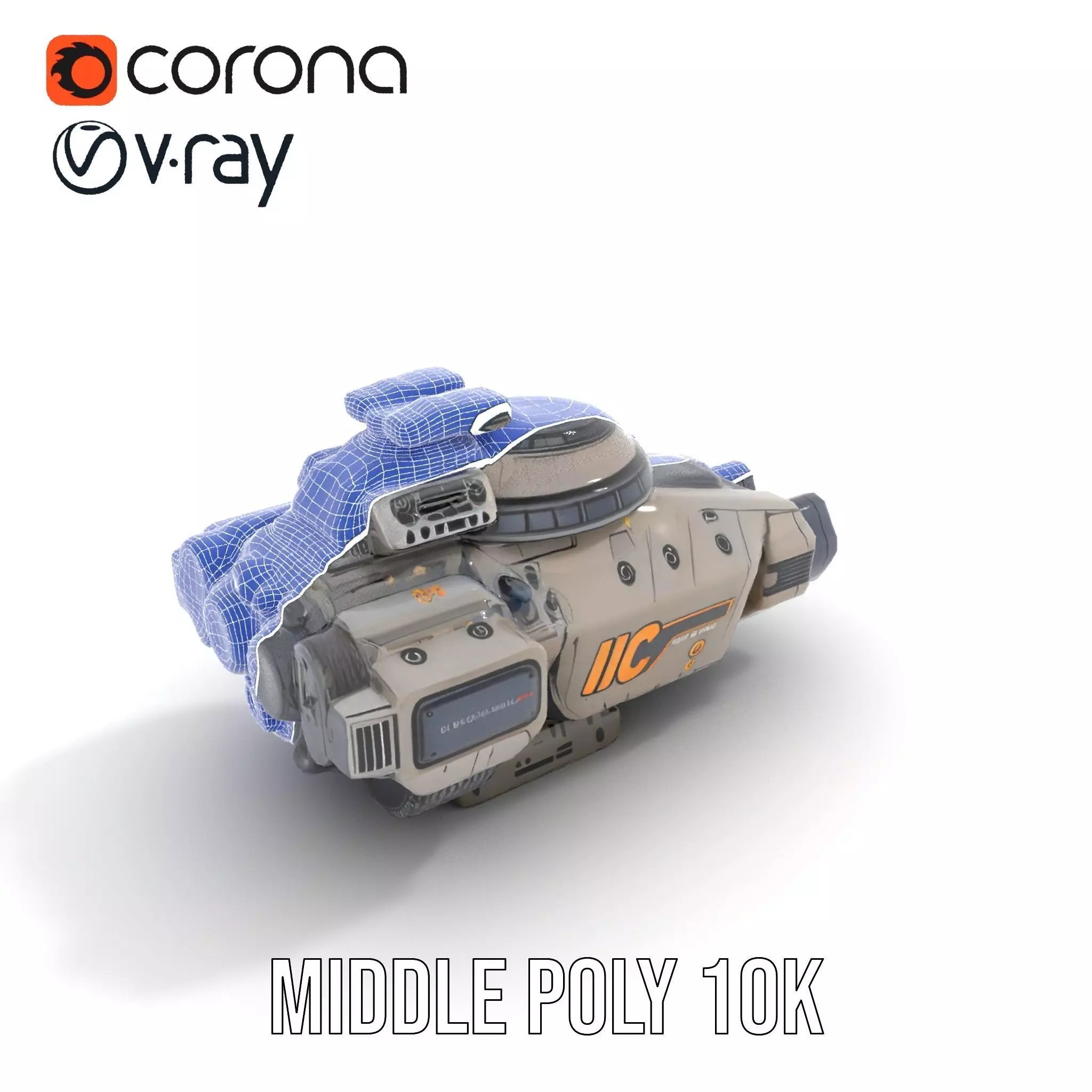 Futuristic Hovercraft Model Pack with SciFi Design Low-poly 3D model_14