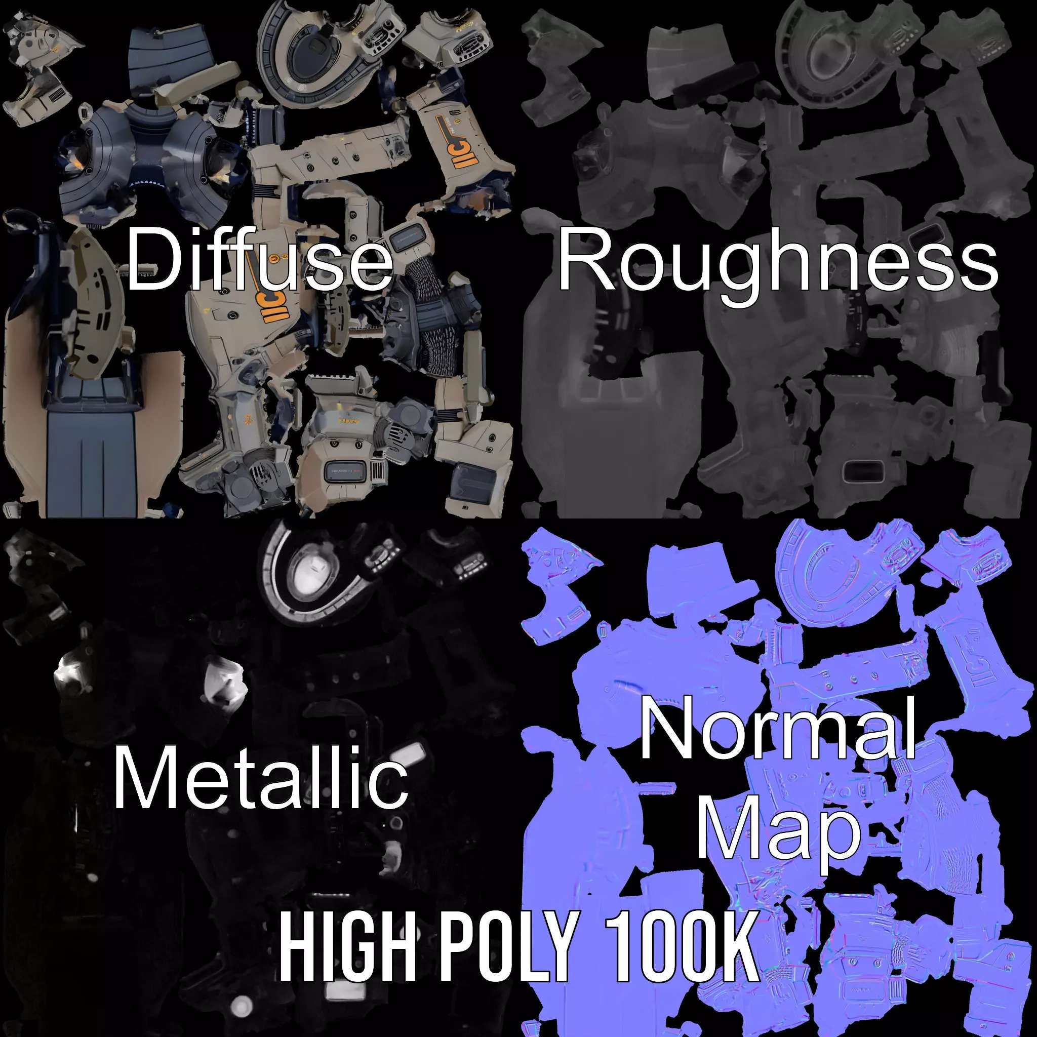 Futuristic Hovercraft Model Pack with SciFi Design Low-poly 3D model_4