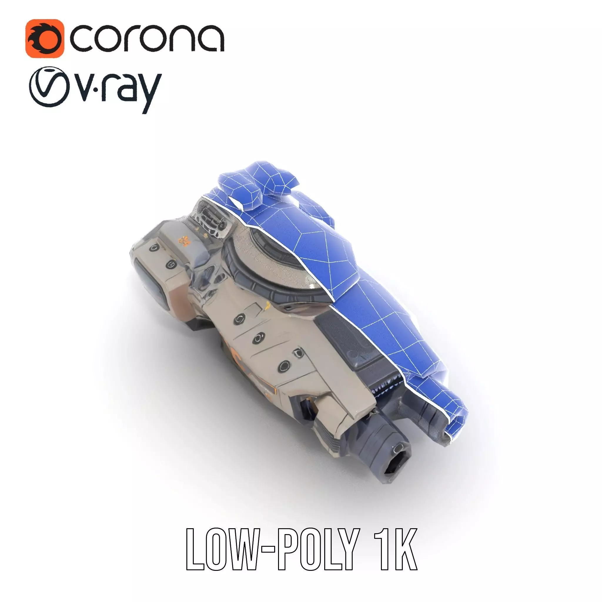 Futuristic Hovercraft Model Pack with SciFi Design Low-poly 3D model_29