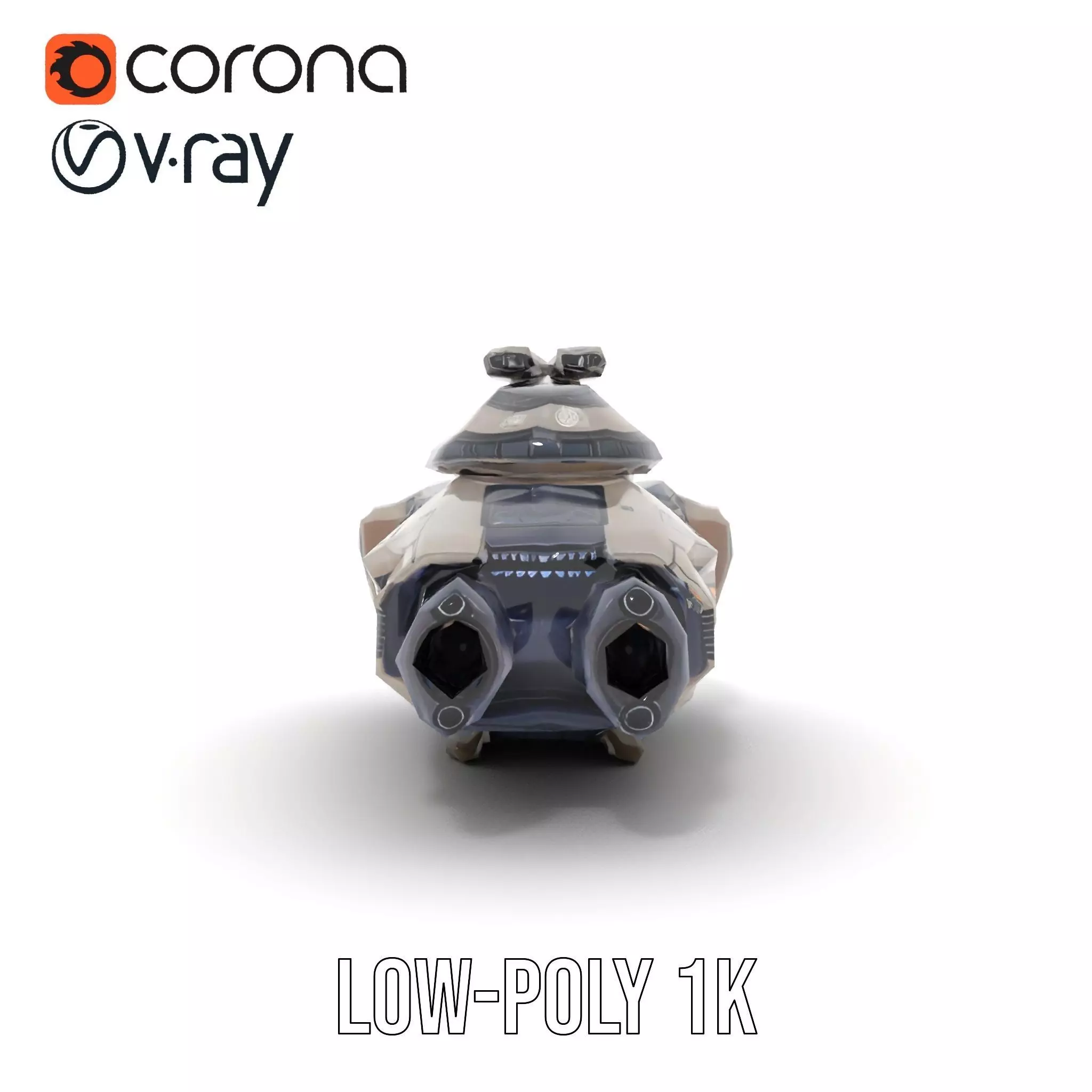 Futuristic Hovercraft Model Pack with SciFi Design Low-poly 3D model_13