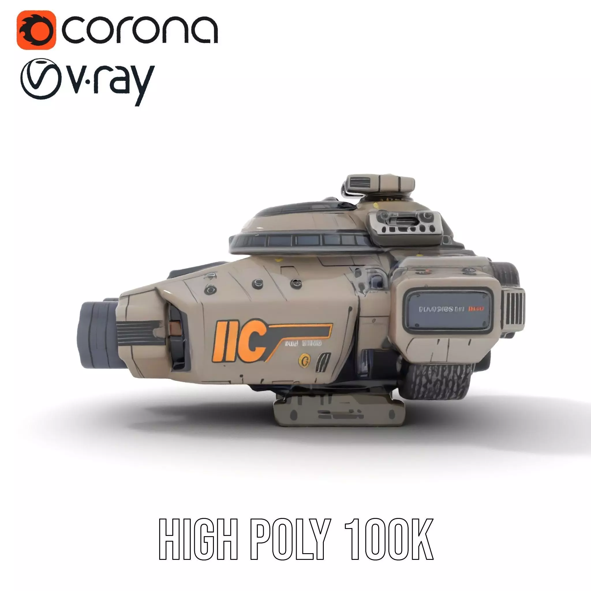 Futuristic Hovercraft Model Pack with SciFi Design Low-poly 3D model_24