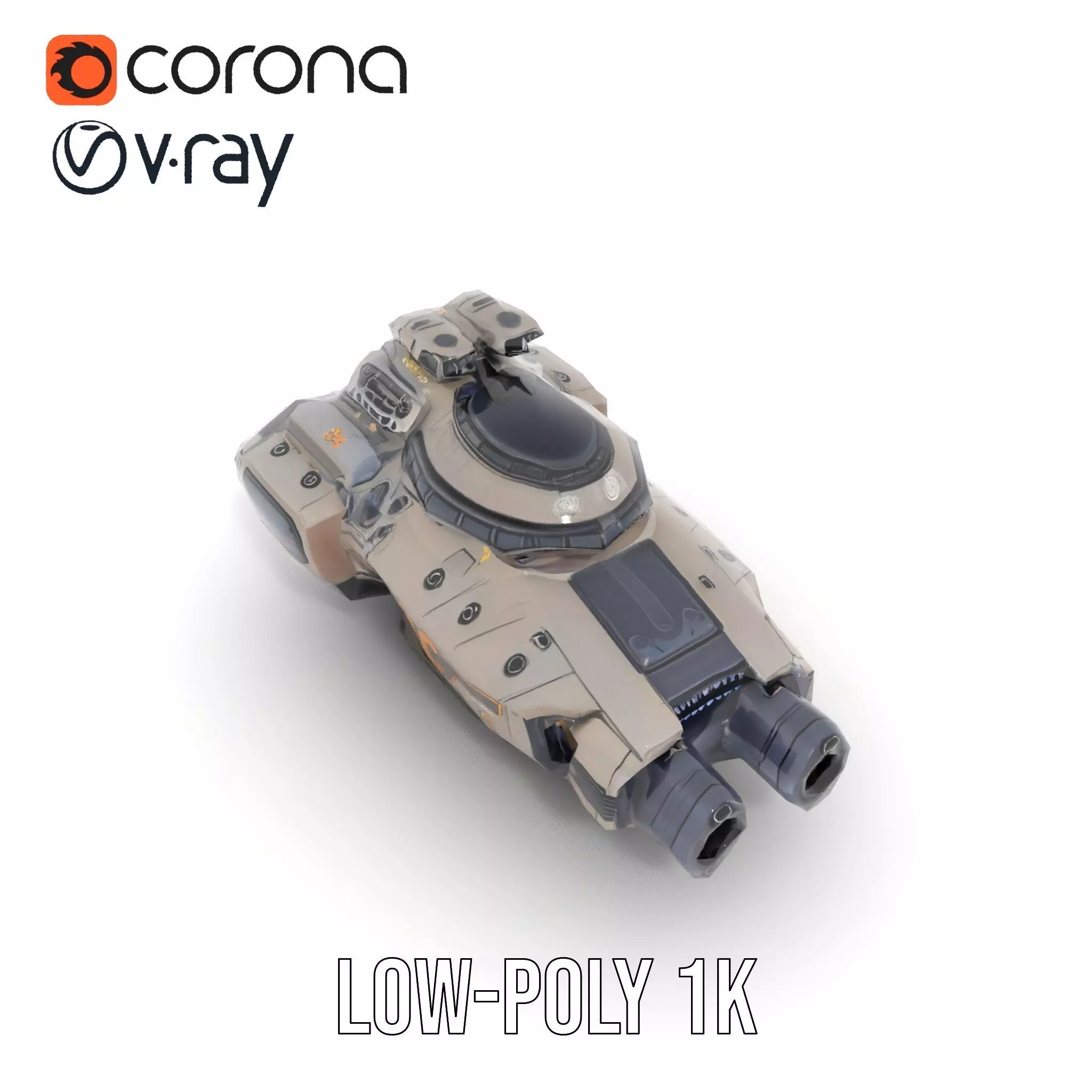 Futuristic Hovercraft Model Pack with SciFi Design Low-poly 3D model_10