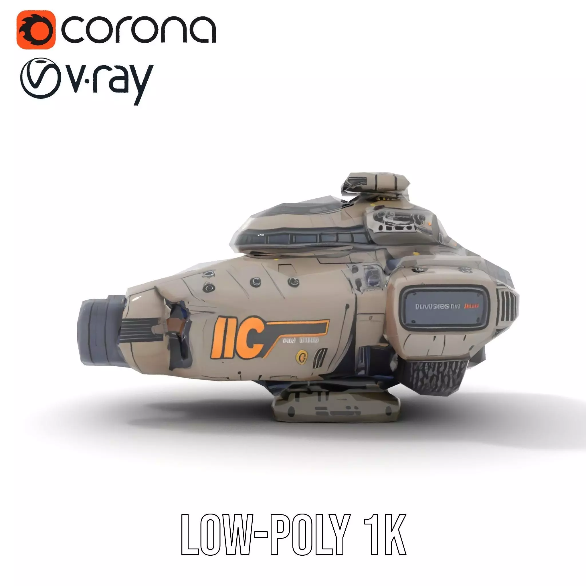 Futuristic Hovercraft Model Pack with SciFi Design Low-poly 3D model_17