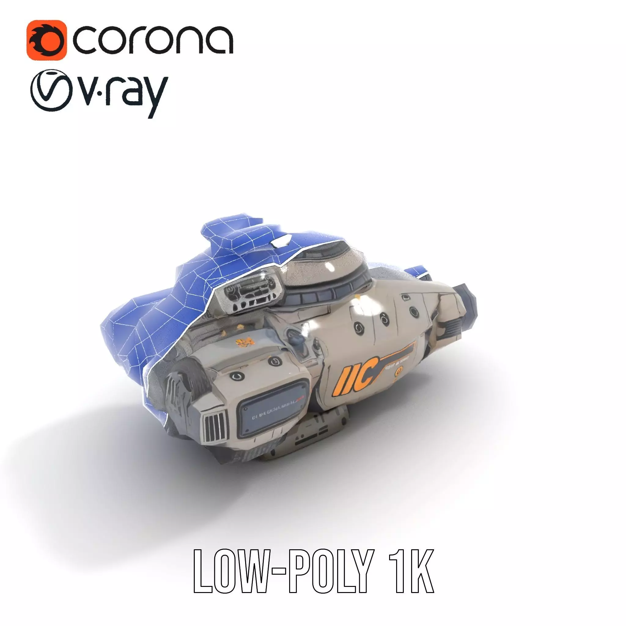 Futuristic Hovercraft Model Pack with SciFi Design Low-poly 3D model_20