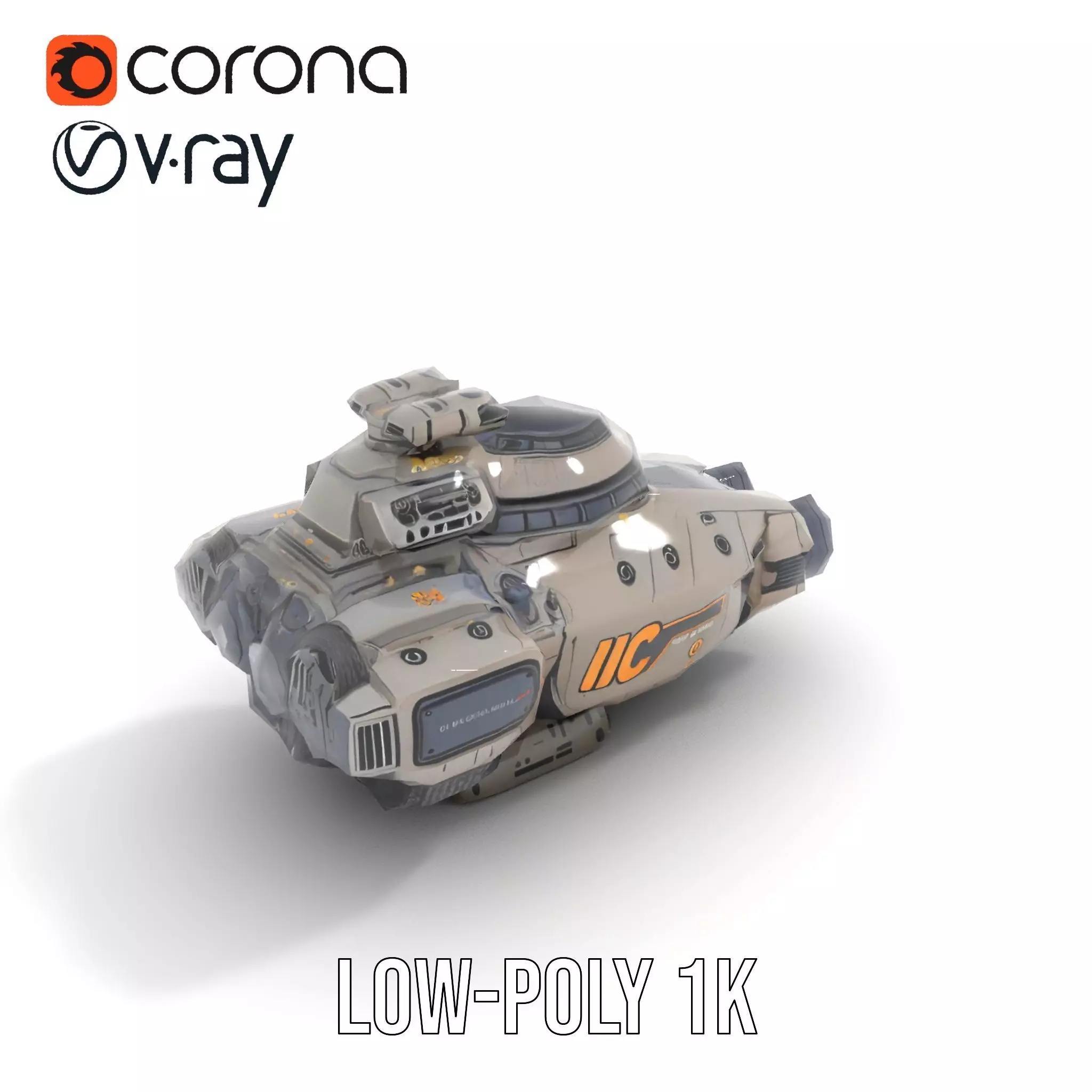 Futuristic Hovercraft Model Pack with SciFi Design Low-poly 3D model_15