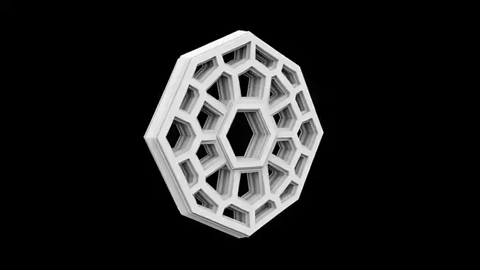 Geometric Hexagon Decorative Wall Panel 3D Print Model