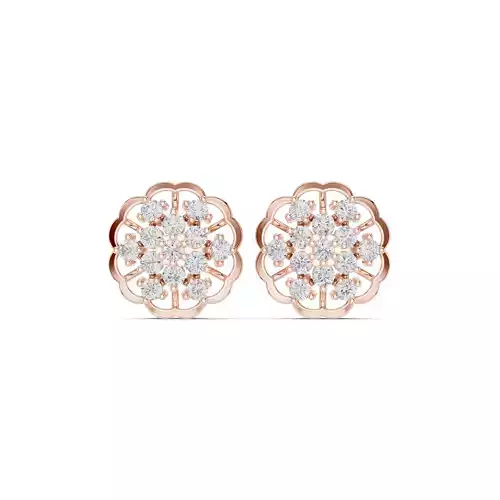 Round Cut Diamond Flower Stud Earring 3DM STL Video
