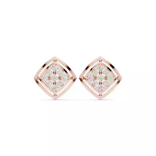 Round Cut Diamond Square Shape Stud Earring 3DM STL Video
