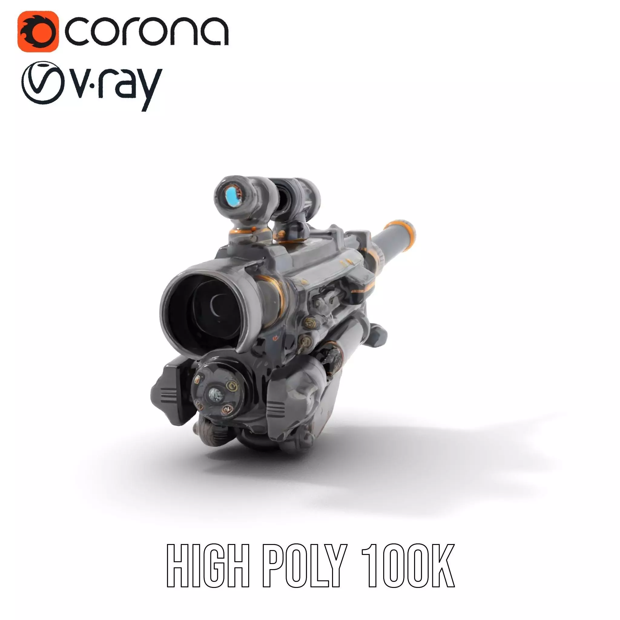 Futuristic Tactical Scope Model Pack Low-poly 3D model_27