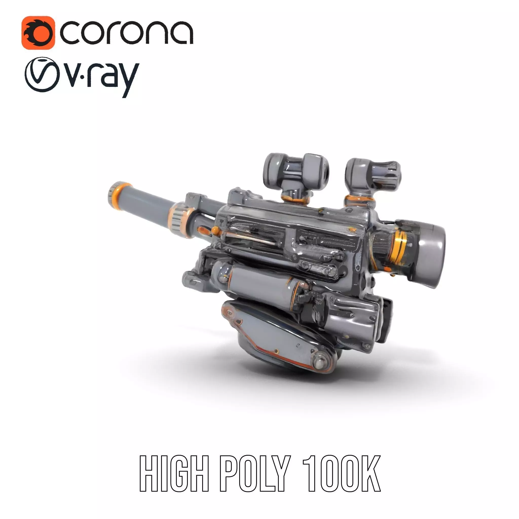 Futuristic Tactical Scope Model Pack Low-poly 3D model_16