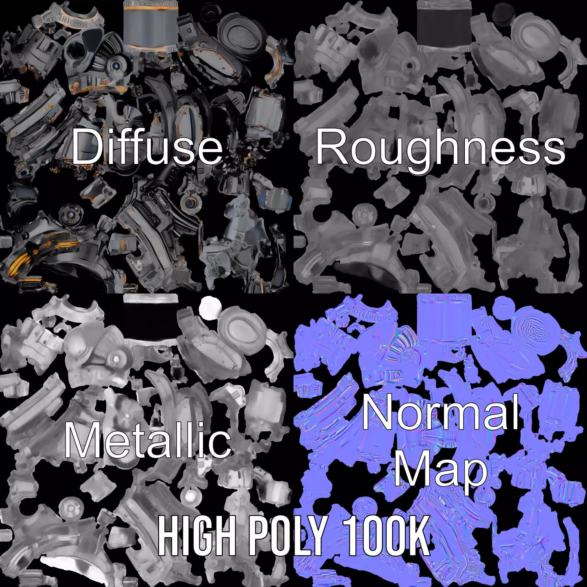 Futuristic Tactical Scope Model Pack Low-poly 3D model_4