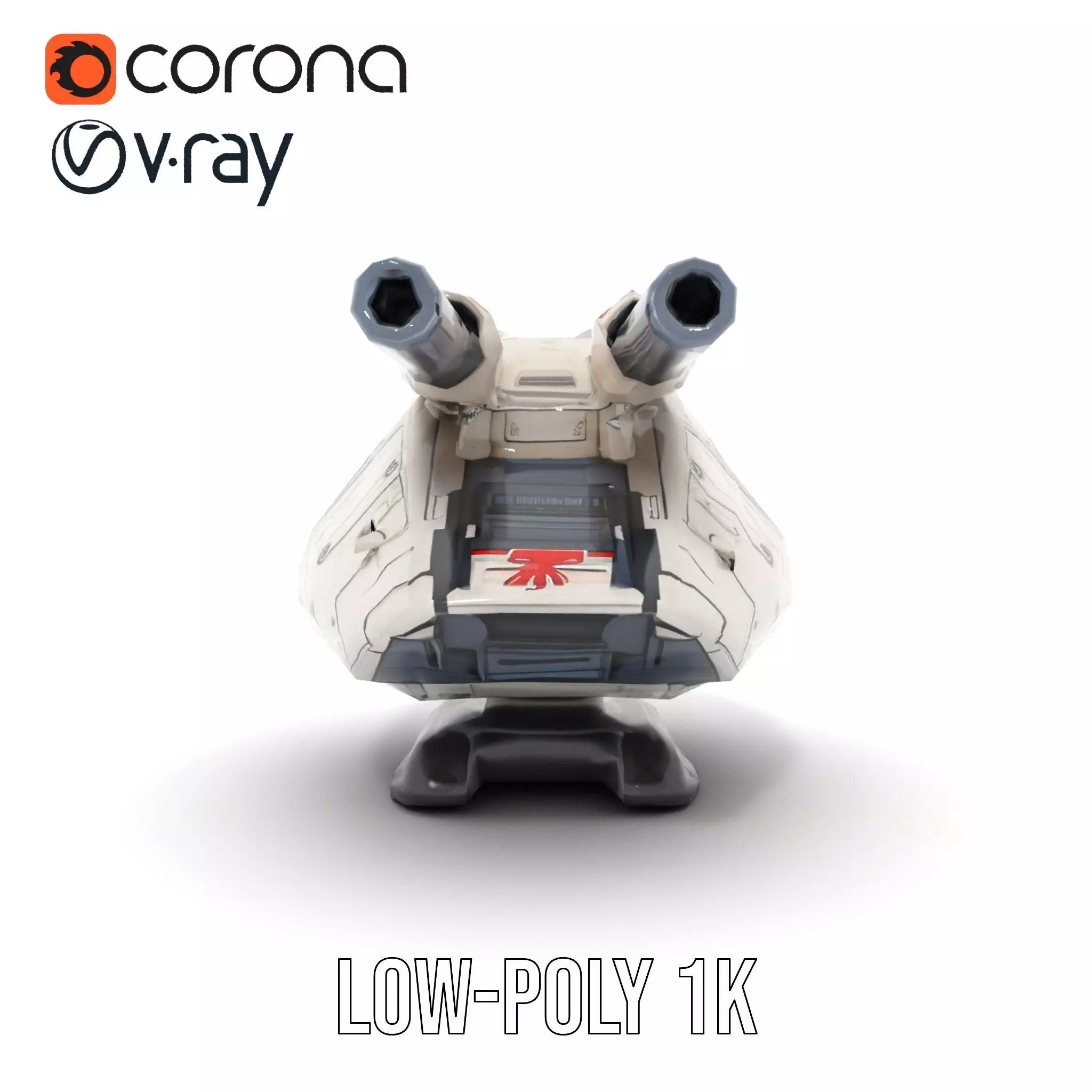 SciFi Tank Turret with Dual Cannons Model Pack Low-poly 3D model_23