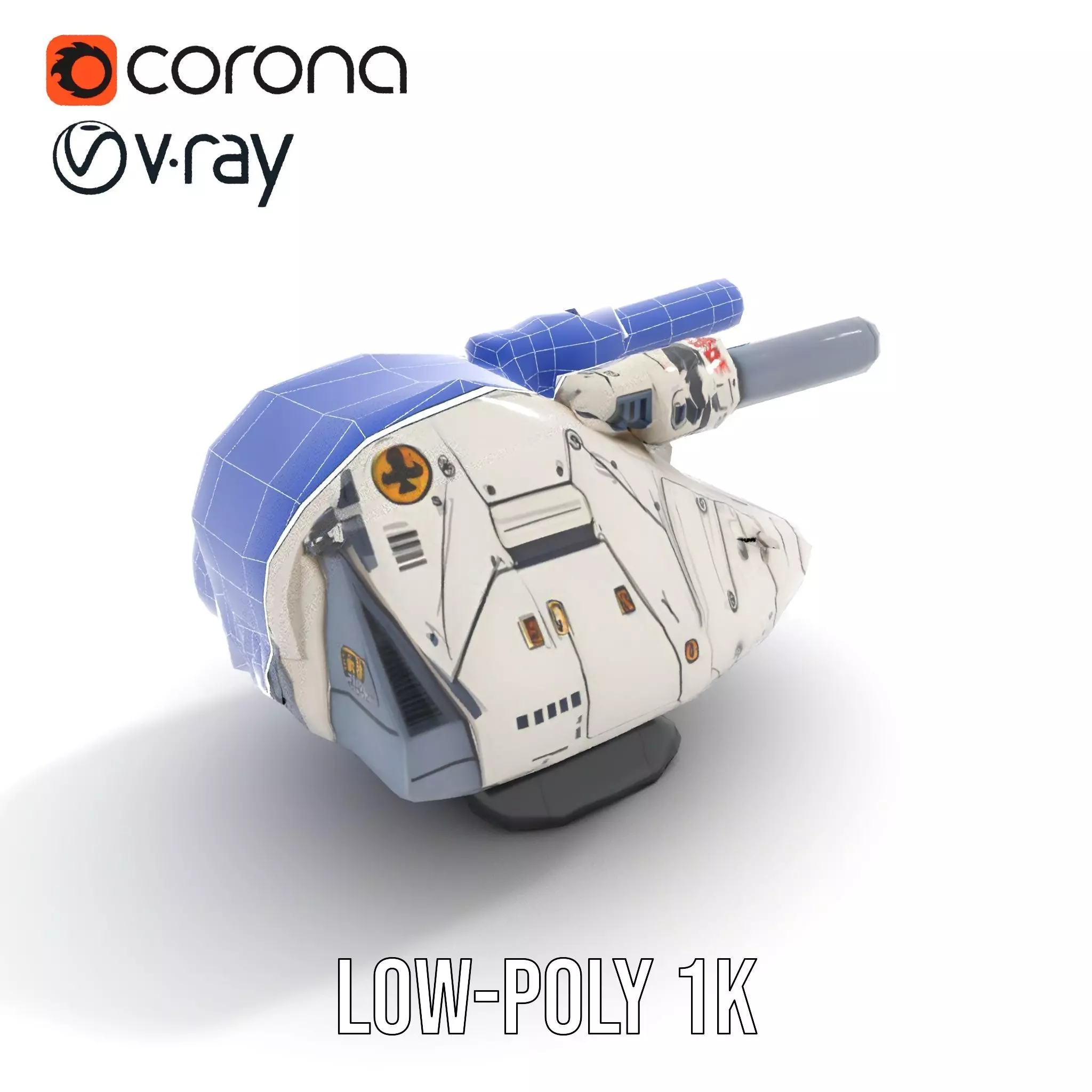 SciFi Tank Turret with Dual Cannons Model Pack Low-poly 3D model_18