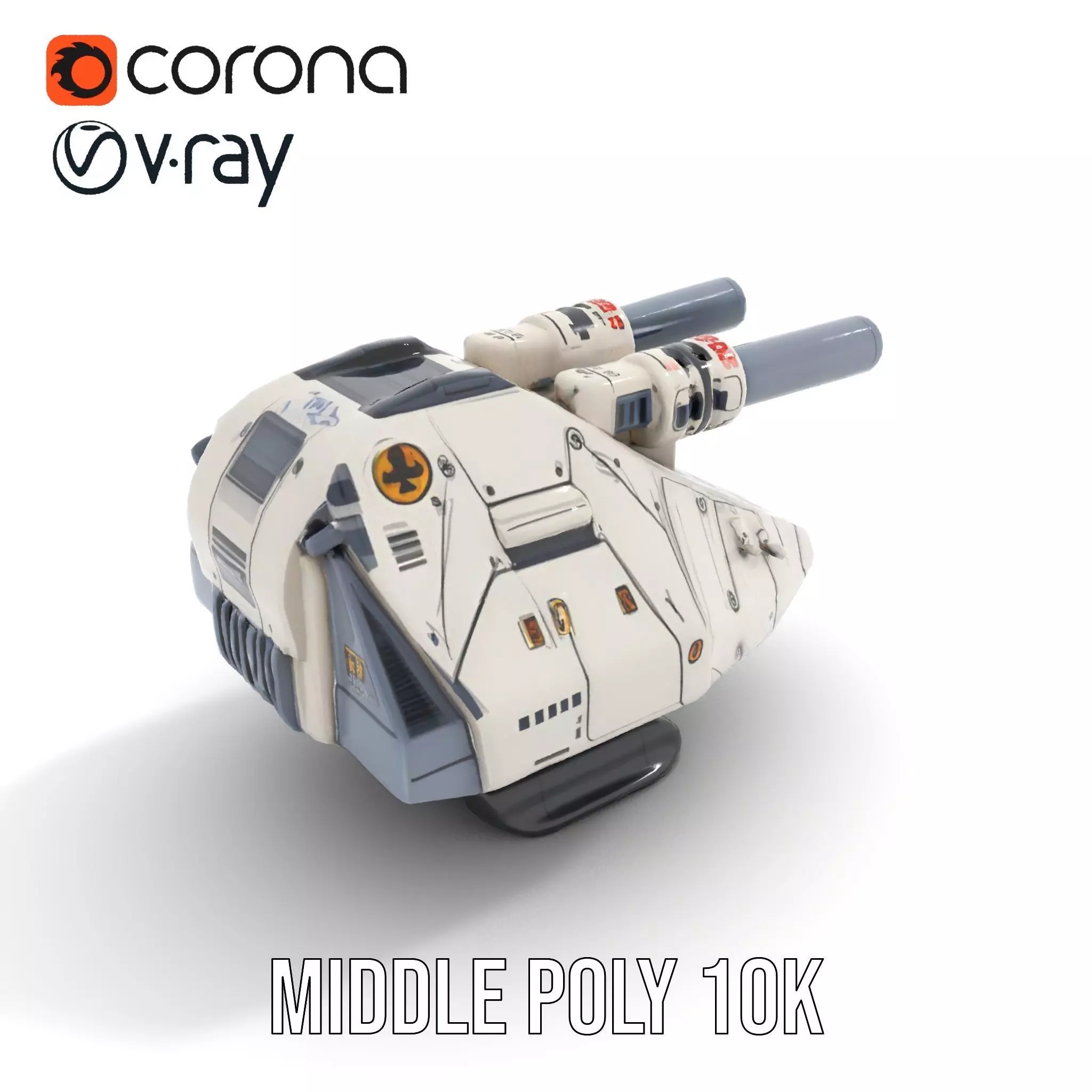 SciFi Tank Turret with Dual Cannons Model Pack Low-poly 3D model_12