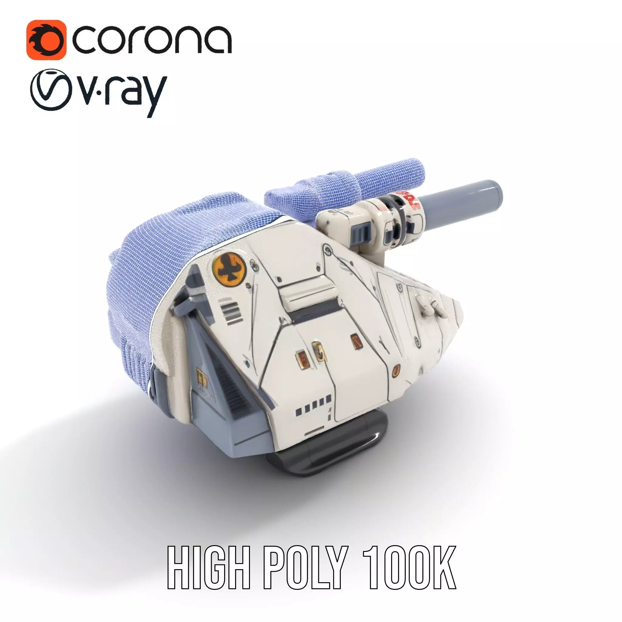 SciFi Tank Turret with Dual Cannons Model Pack Low-poly 3D model_30