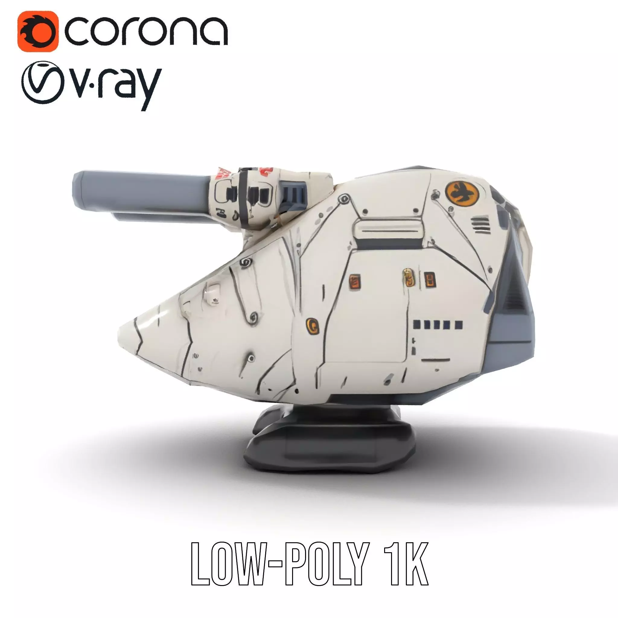 SciFi Tank Turret with Dual Cannons Model Pack Low-poly 3D model_21