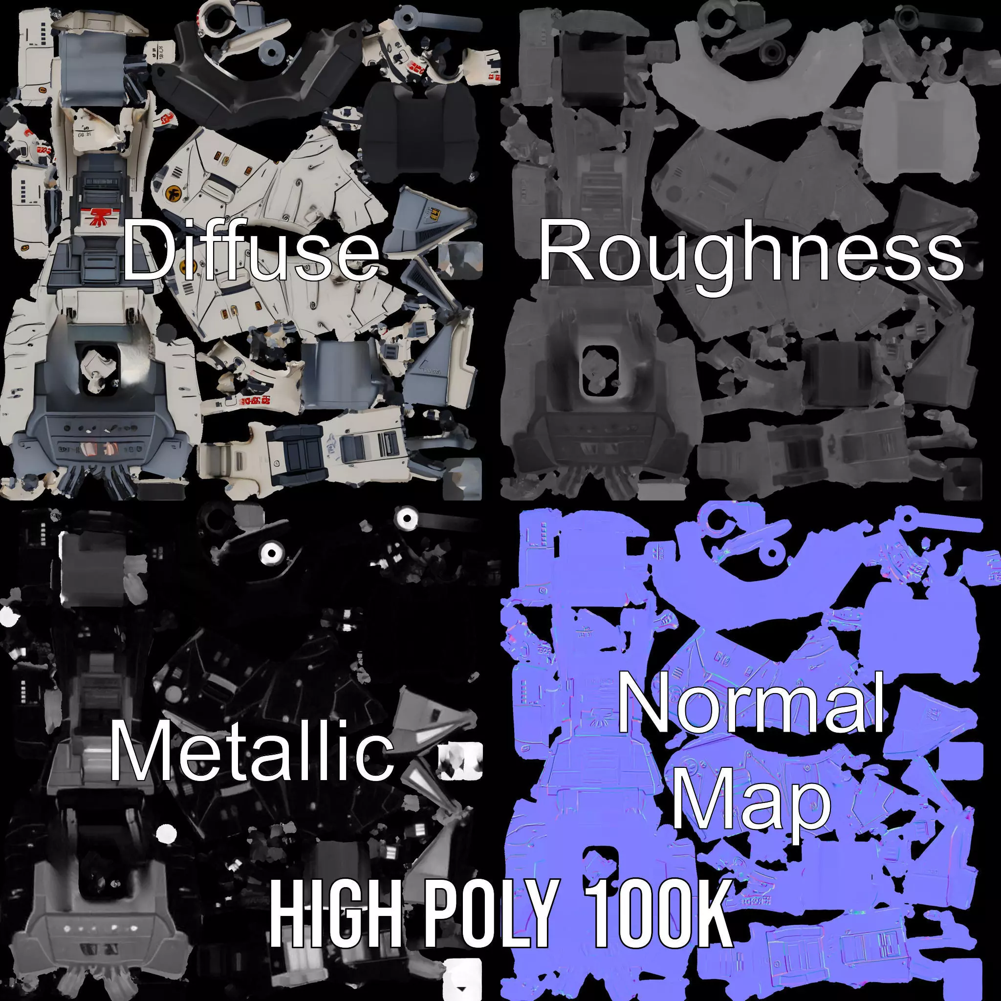 SciFi Tank Turret with Dual Cannons Model Pack Low-poly 3D model_4