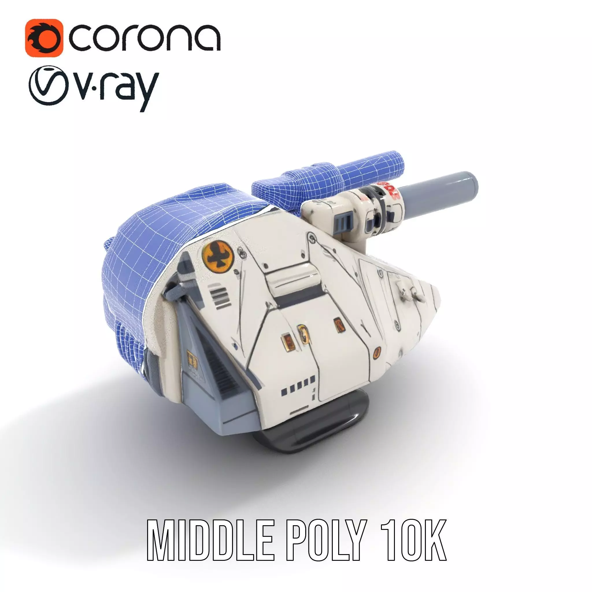 SciFi Tank Turret with Dual Cannons Model Pack Low-poly 3D model_22
