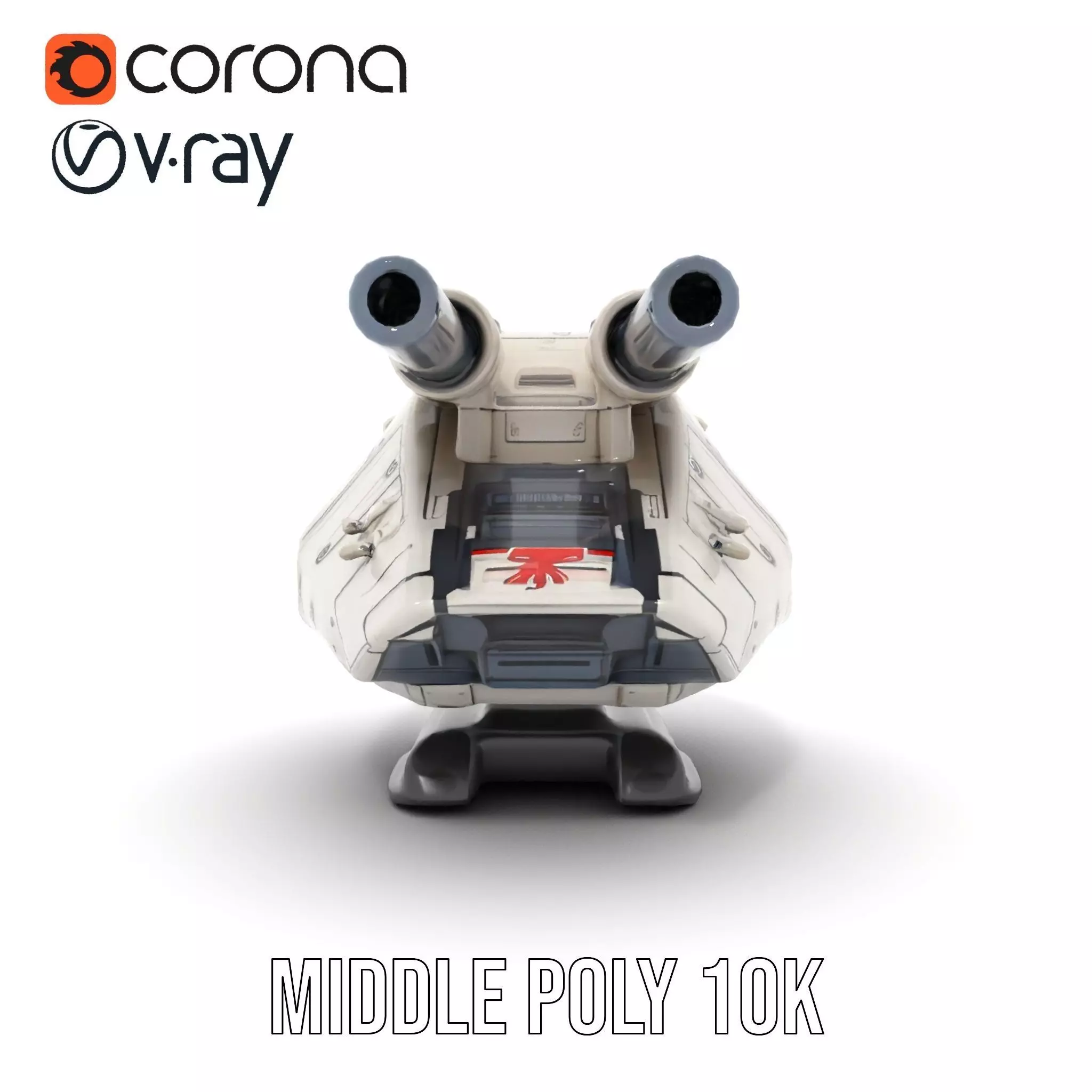 SciFi Tank Turret with Dual Cannons Model Pack Low-poly 3D model_20