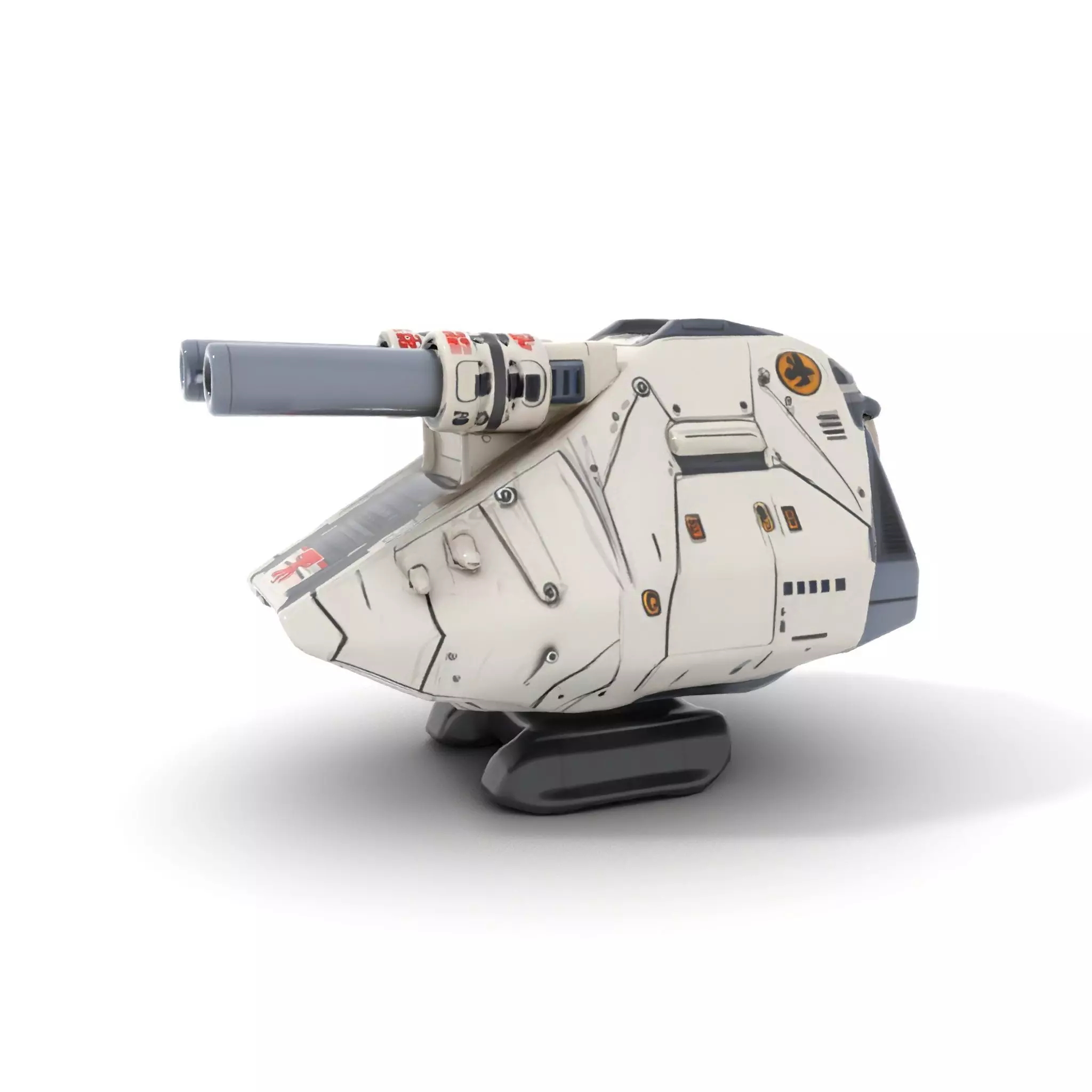 SciFi Tank Turret with Dual Cannons Model Pack Low-poly 3D model_7