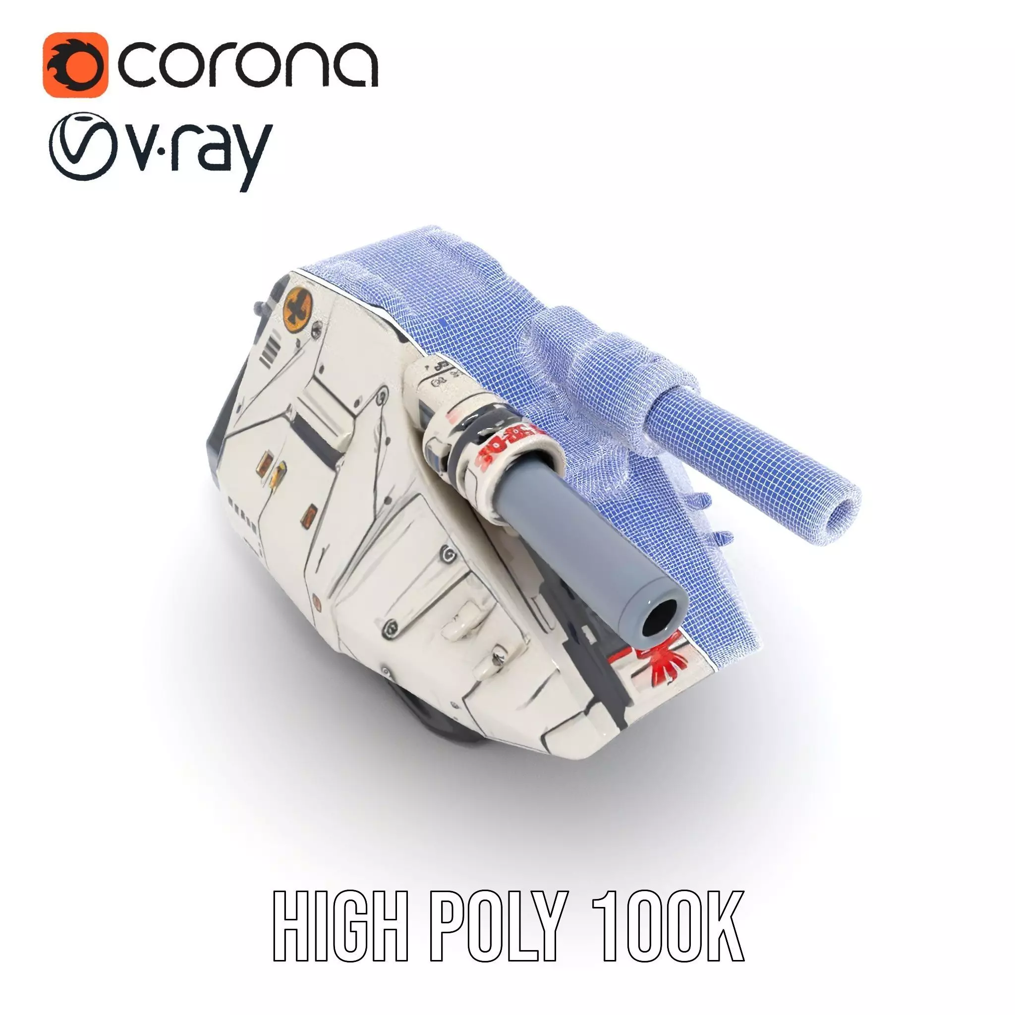 SciFi Tank Turret with Dual Cannons Model Pack Low-poly 3D model_33