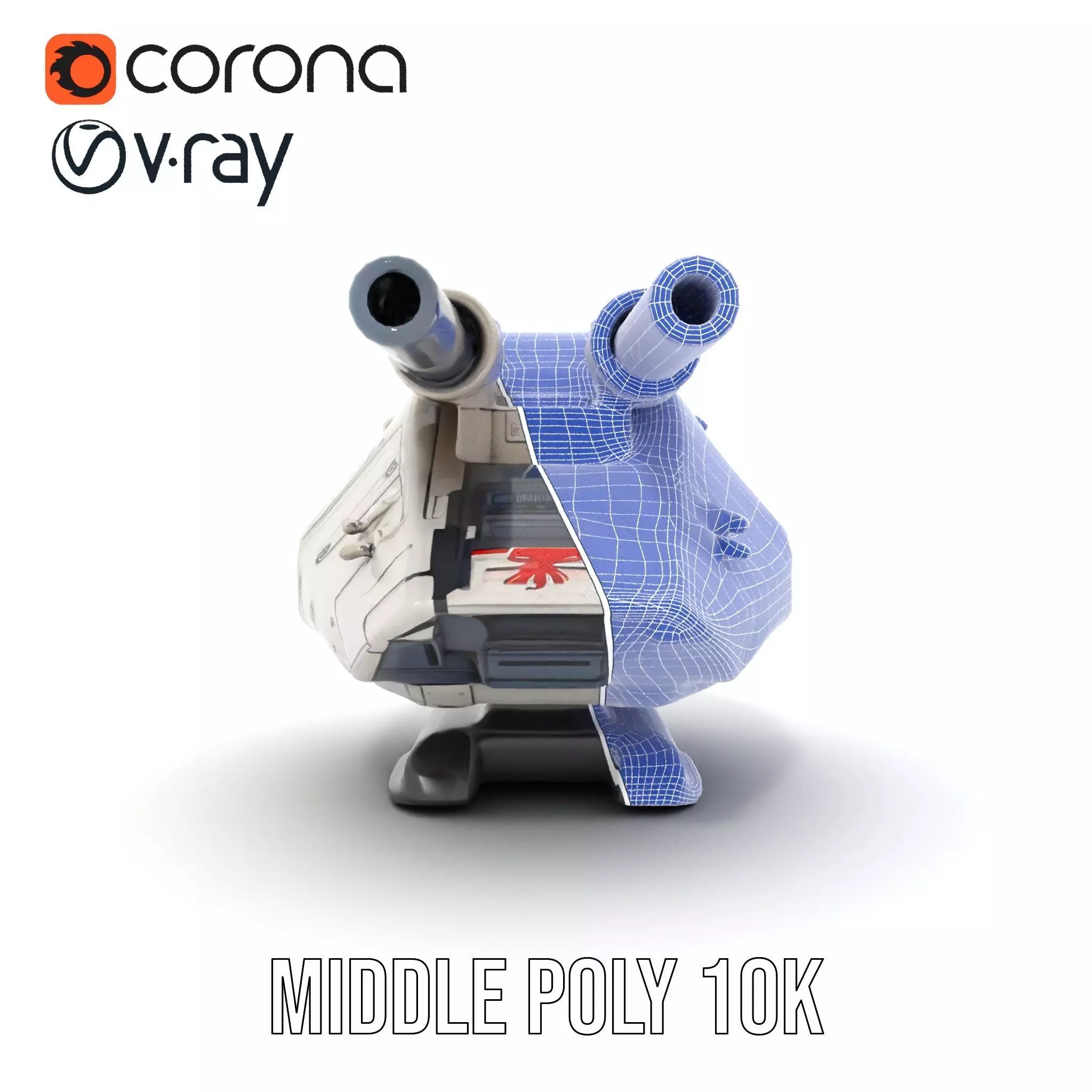 SciFi Tank Turret with Dual Cannons Model Pack Low-poly 3D model_31