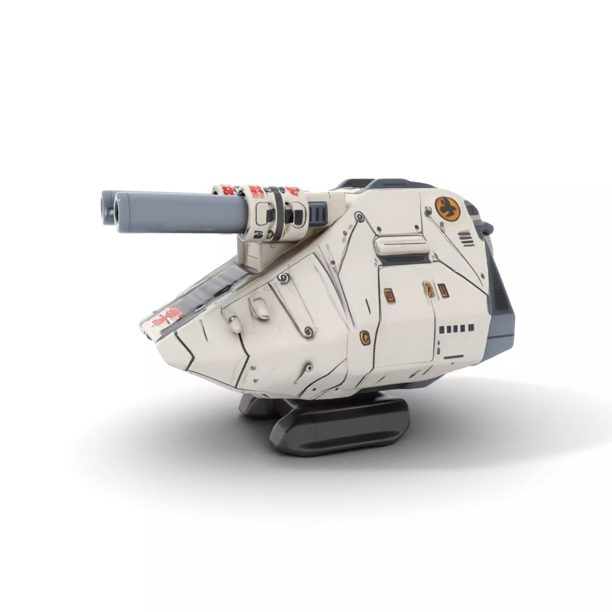 SciFi Tank Turret with Dual Cannons Model Pack Low-poly 3D model_0