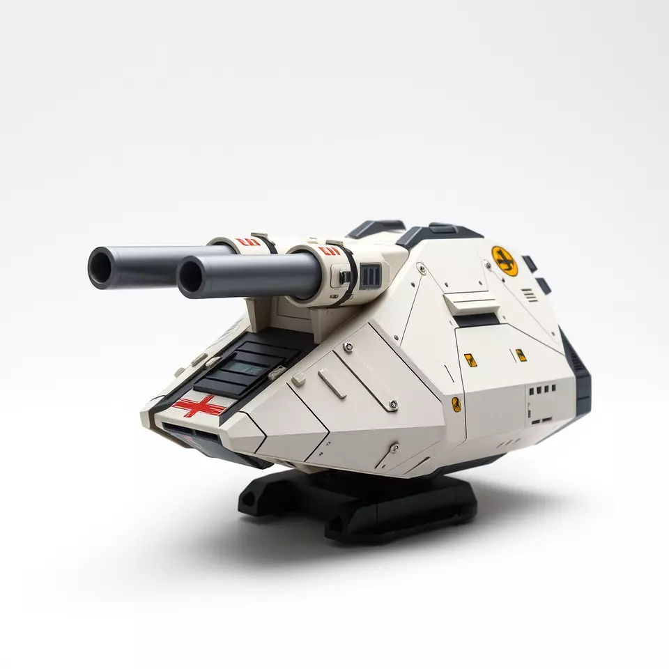 SciFi Tank Turret with Dual Cannons Model Pack Low-poly 3D model_3