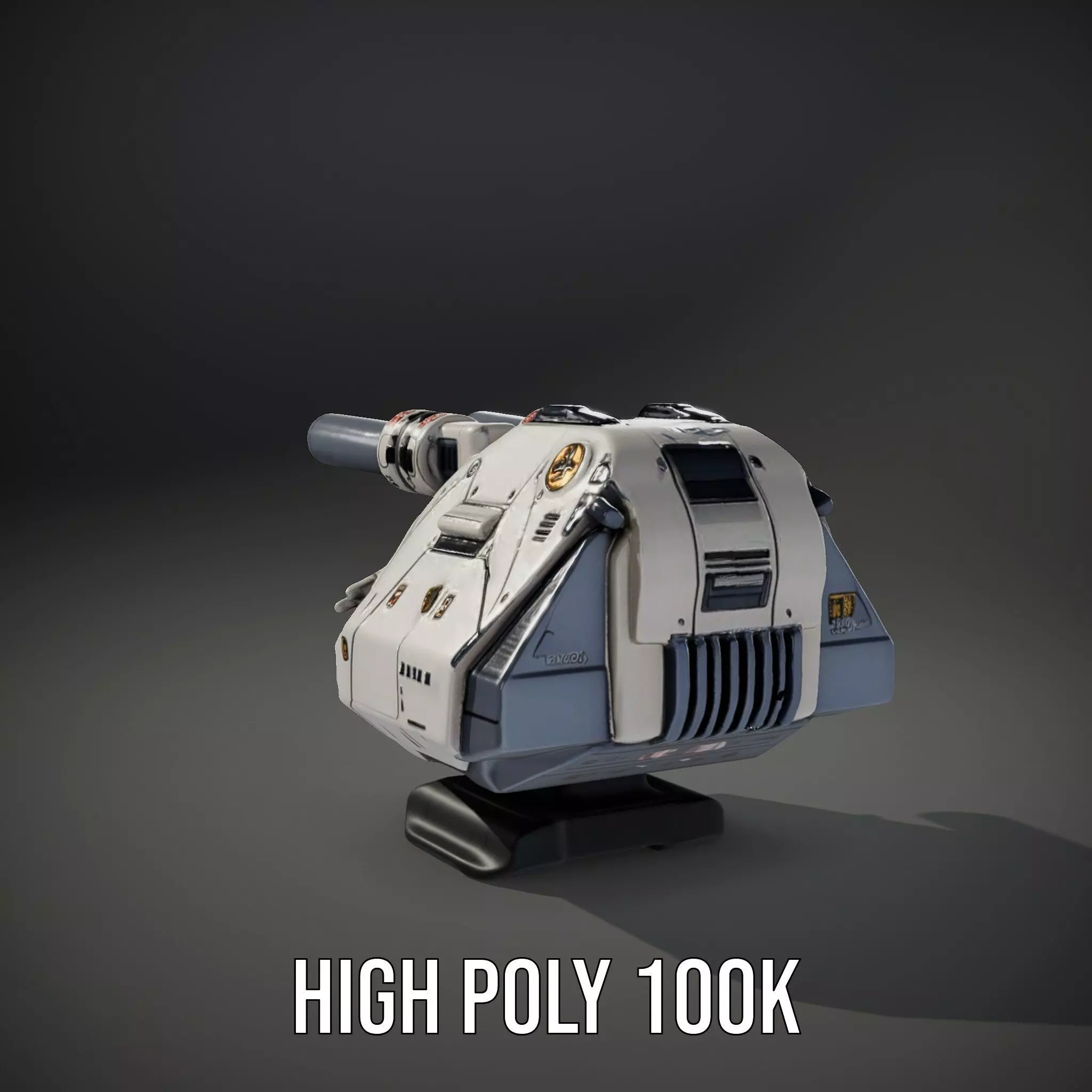 SciFi Tank Turret with Dual Cannons Model Pack Low-poly 3D model_11