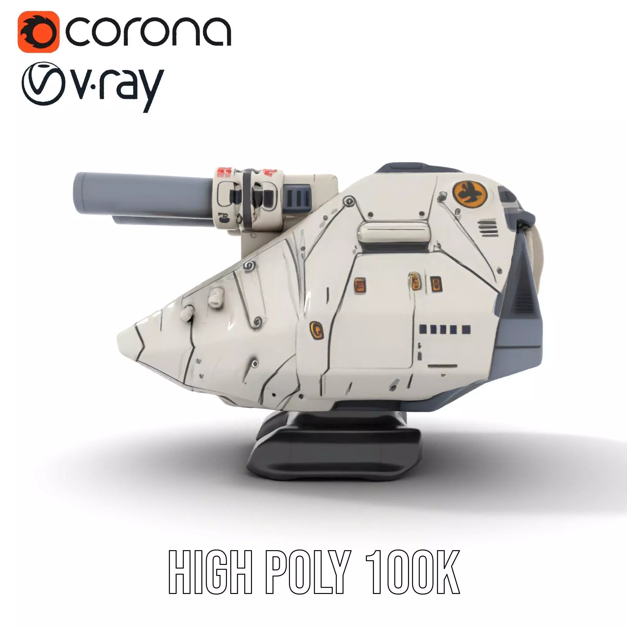 SciFi Tank Turret with Dual Cannons Model Pack Low-poly 3D model_24