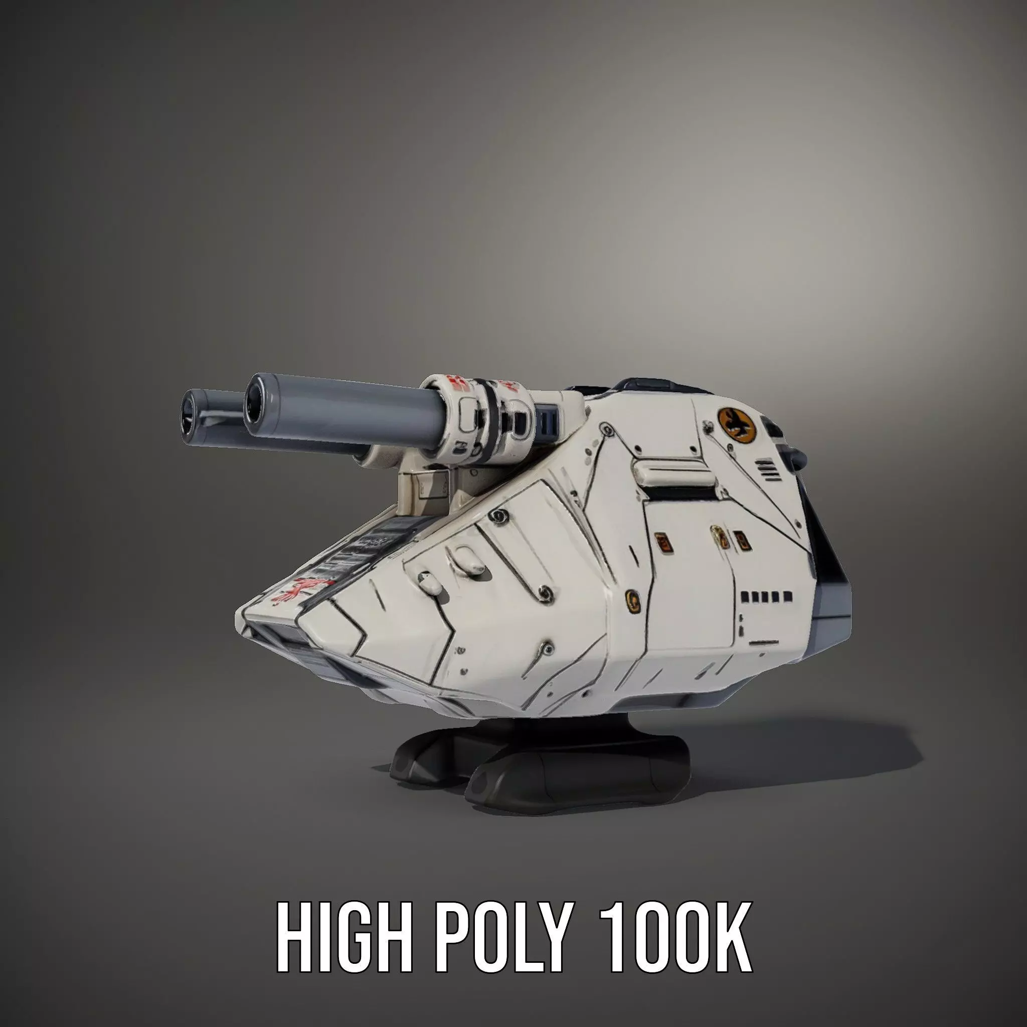 SciFi Tank Turret with Dual Cannons Model Pack Low-poly 3D model_9