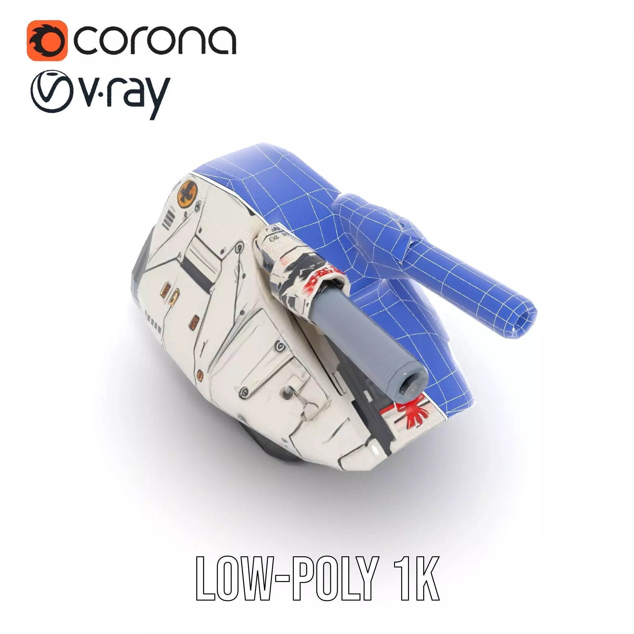 SciFi Tank Turret with Dual Cannons Model Pack Low-poly 3D model_26