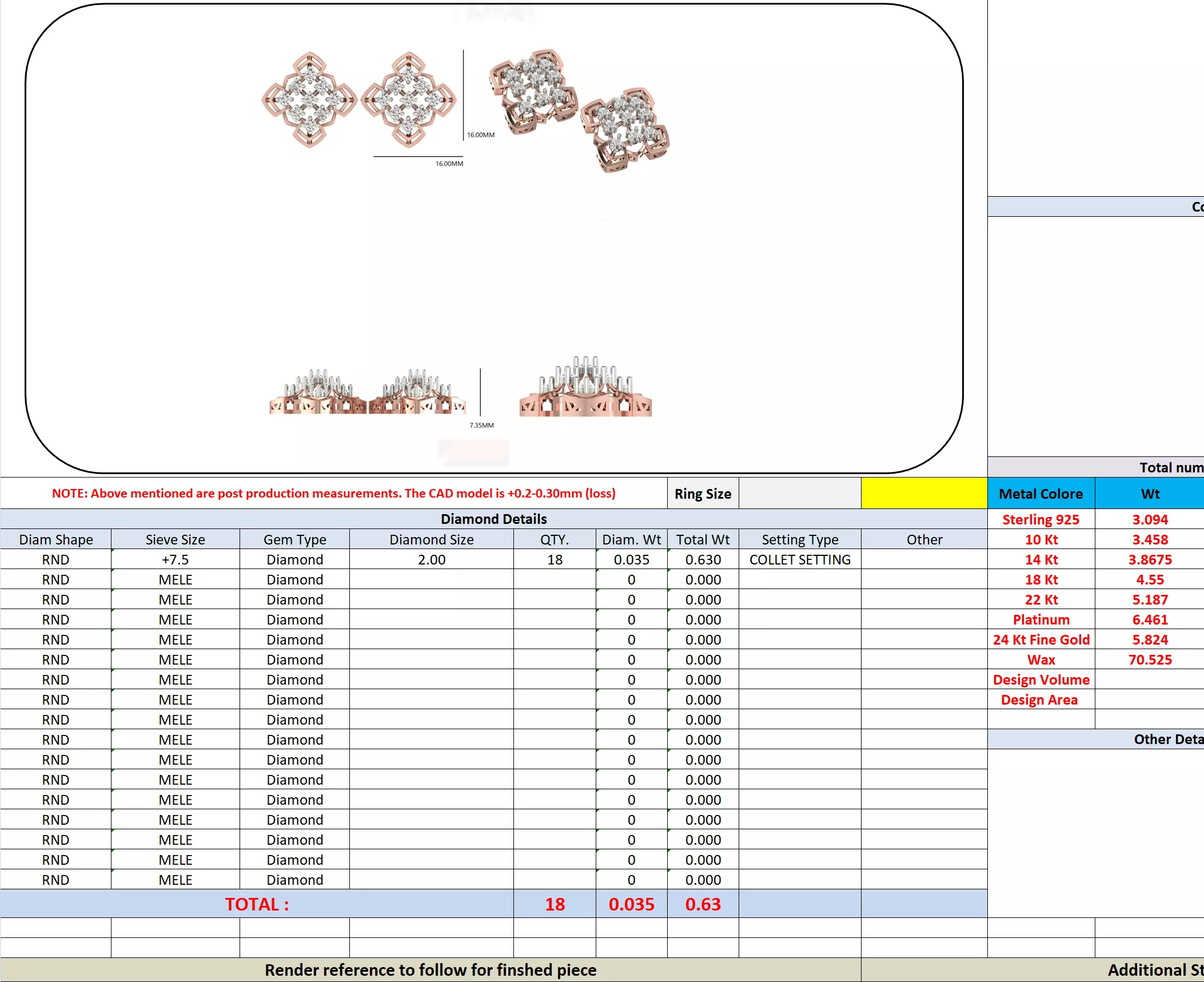 Round Cut Diamond Stud Earring 3DM STL Video 3D print model_13