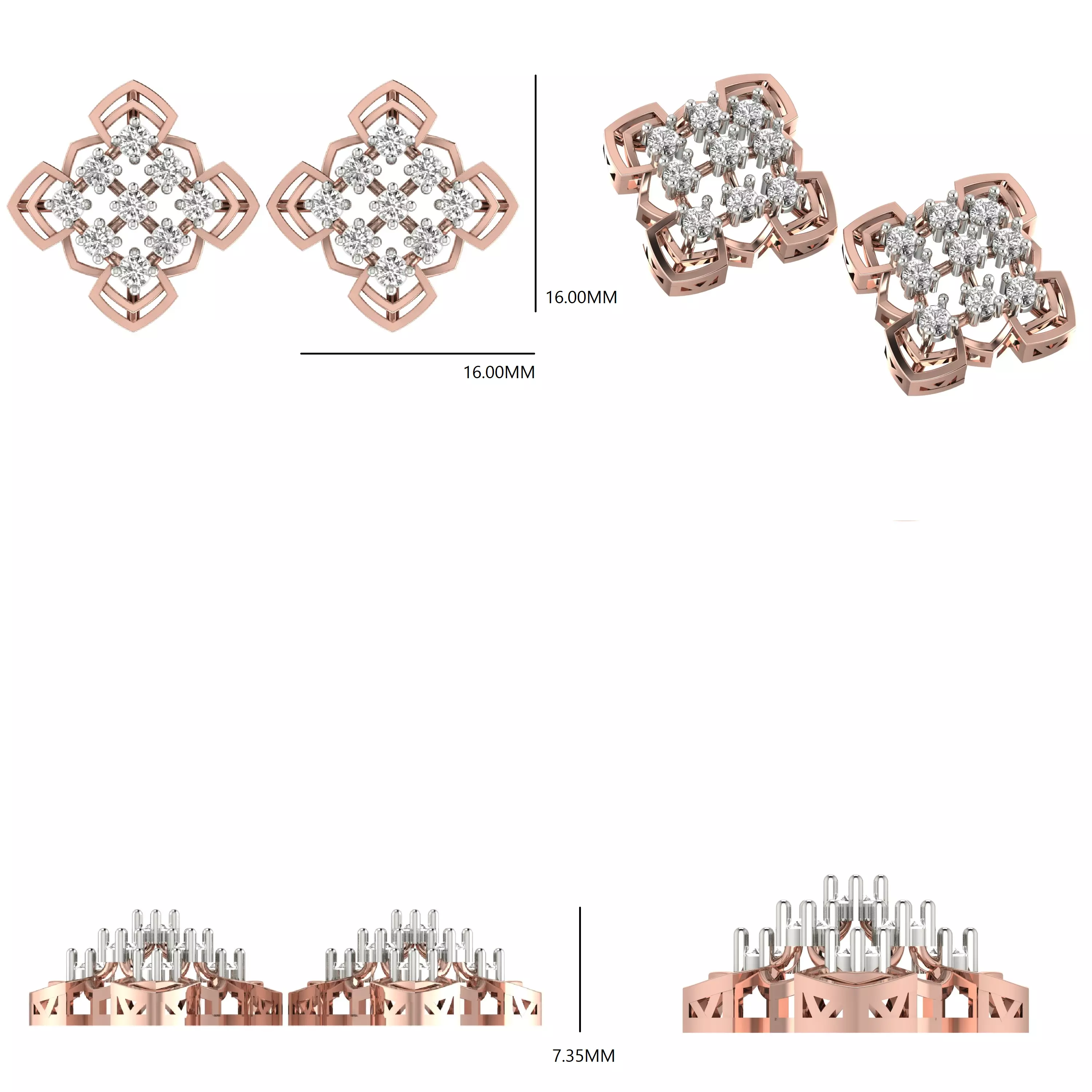 Round Cut Diamond Stud Earring 3DM STL Video 3D print model_12
