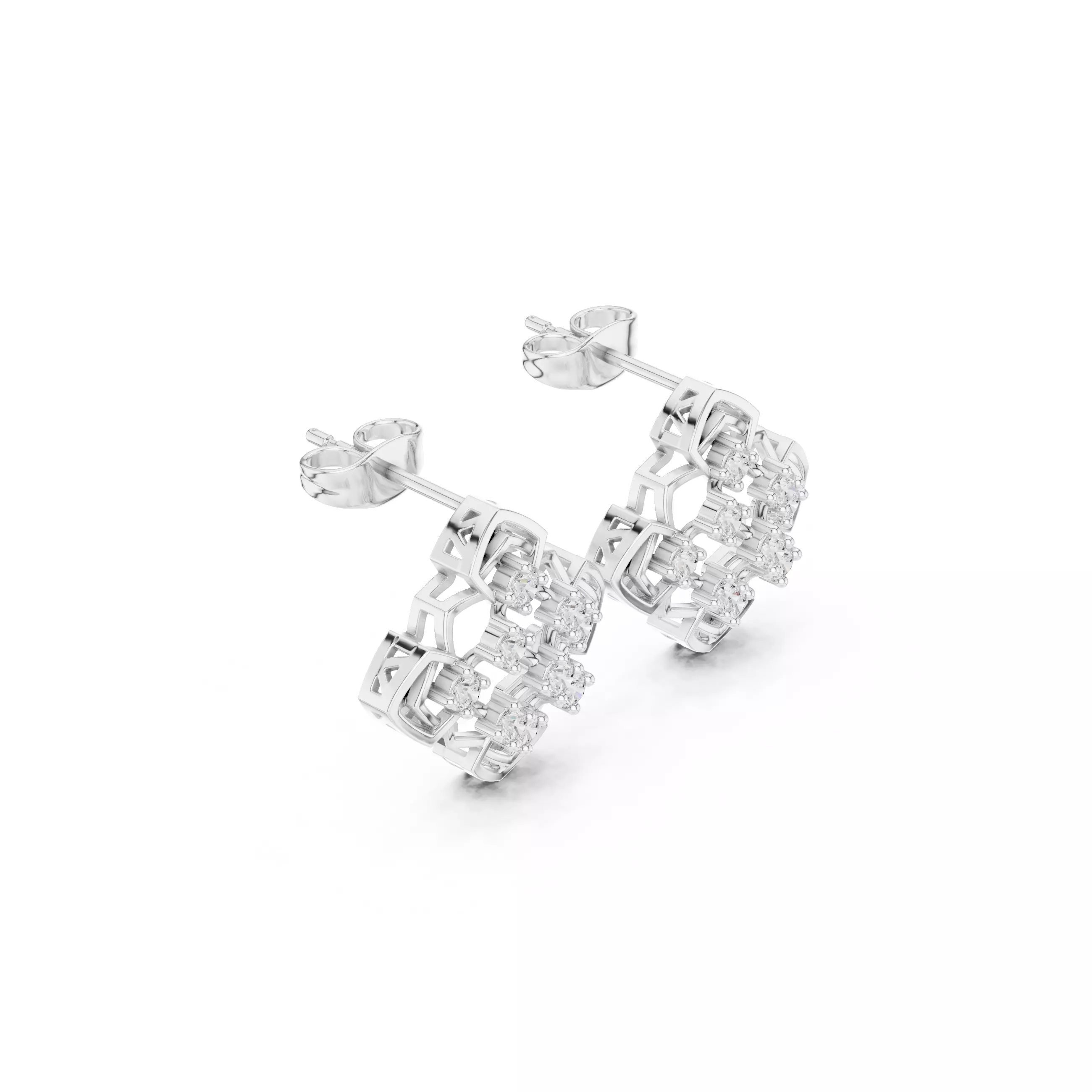 Round Cut Diamond Stud Earring 3DM STL Video 3D print model_9