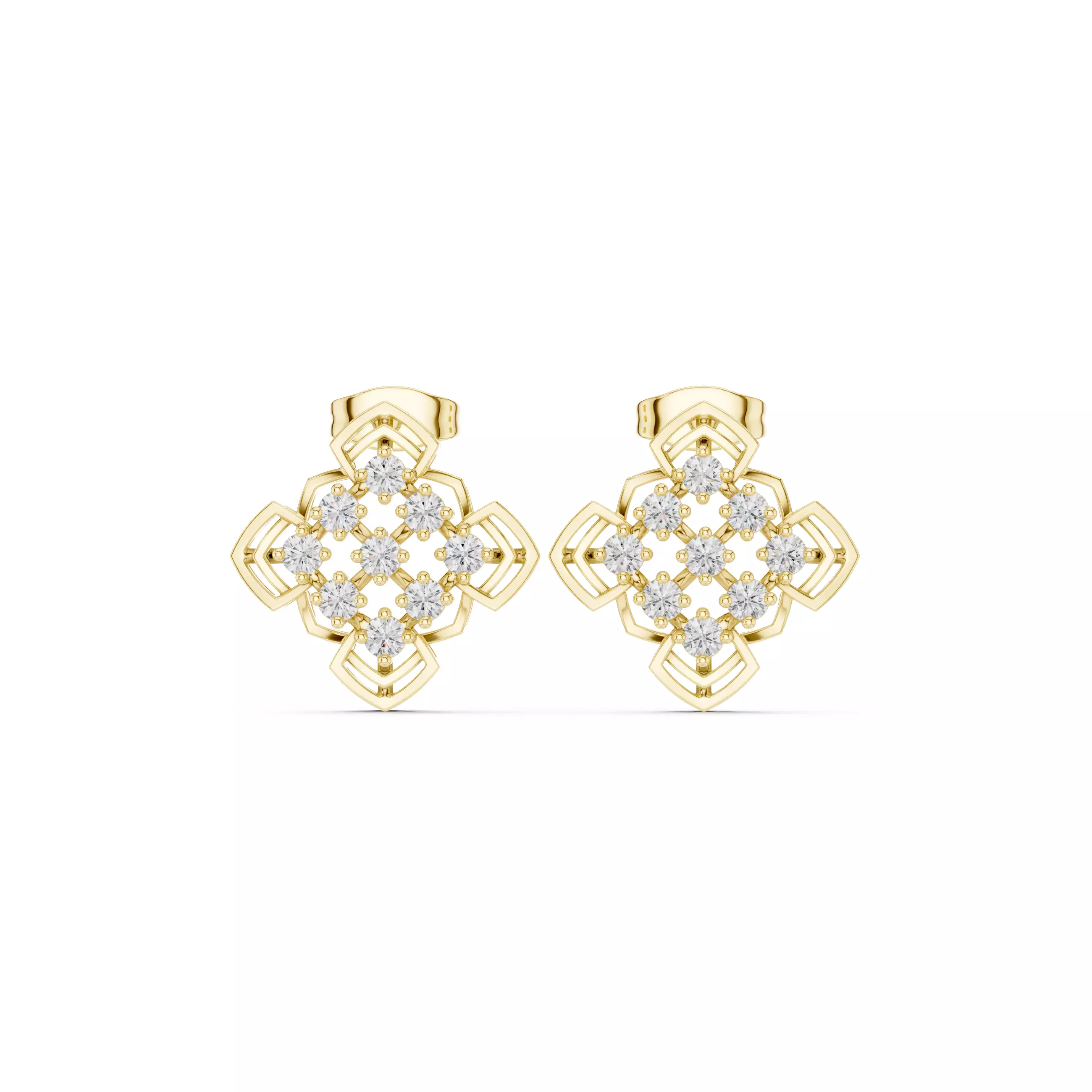 Round Cut Diamond Stud Earring 3DM STL Video 3D print model_1