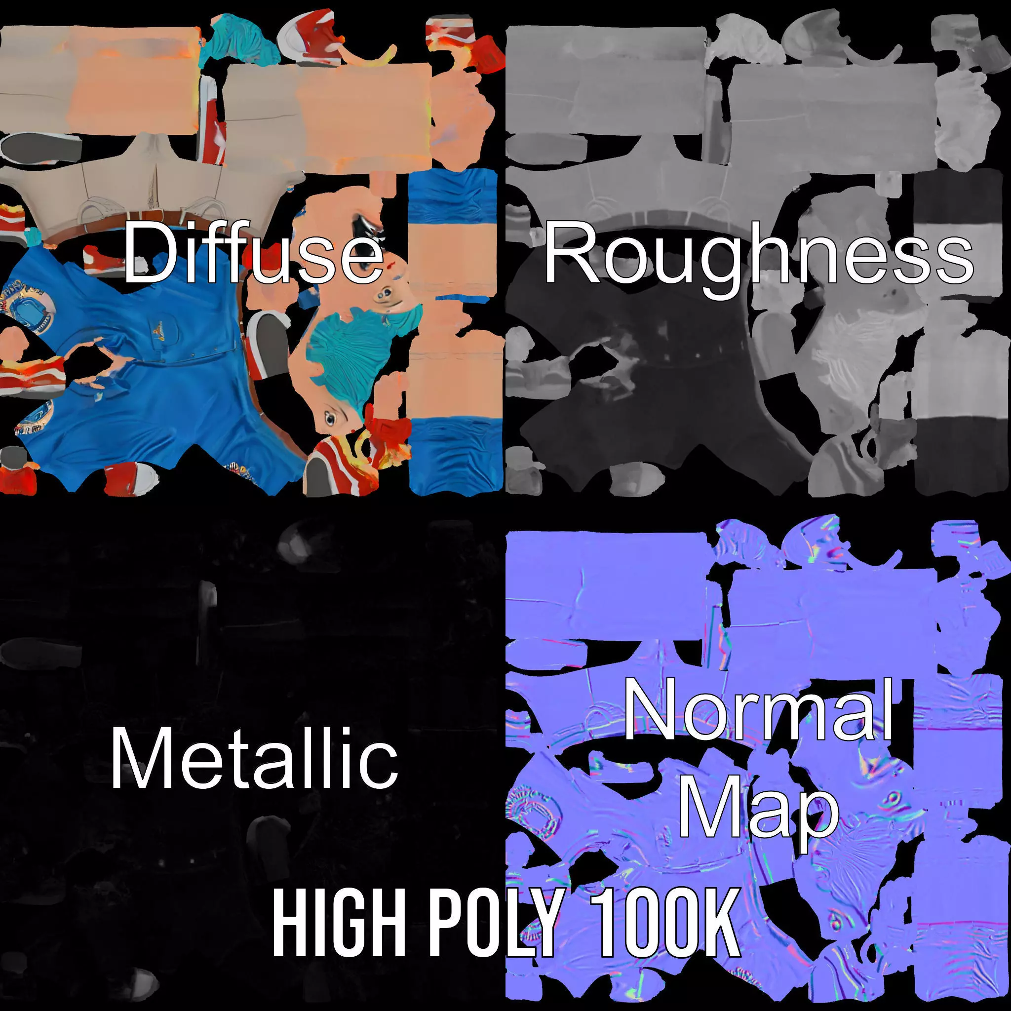 Stylized Character Model Pack with Dynamic Pose Low-poly 3D model_4