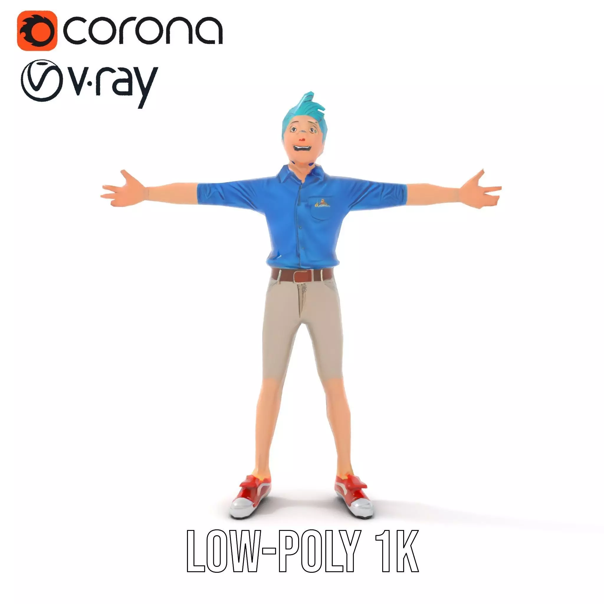 Stylized Character Model Pack with Dynamic Pose Low-poly 3D model_8