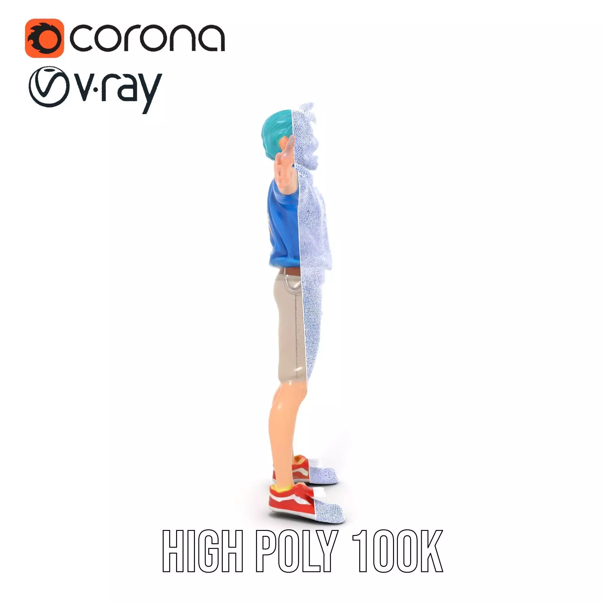 Stylized Character Model Pack with Dynamic Pose Low-poly 3D model_35